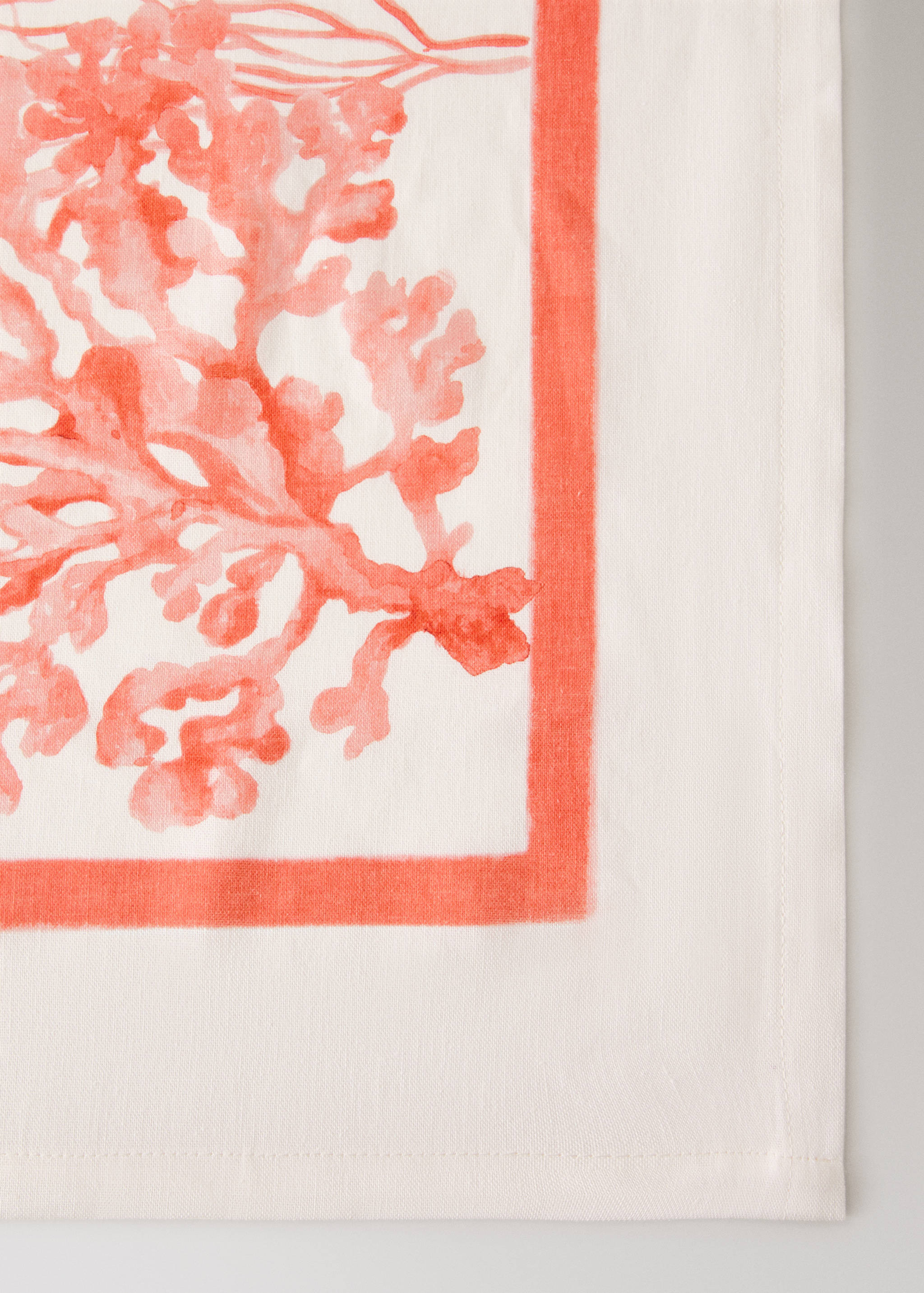 Mantel algodón lino estampado coral 6 a 8 comensales - Detalle del artículo 2