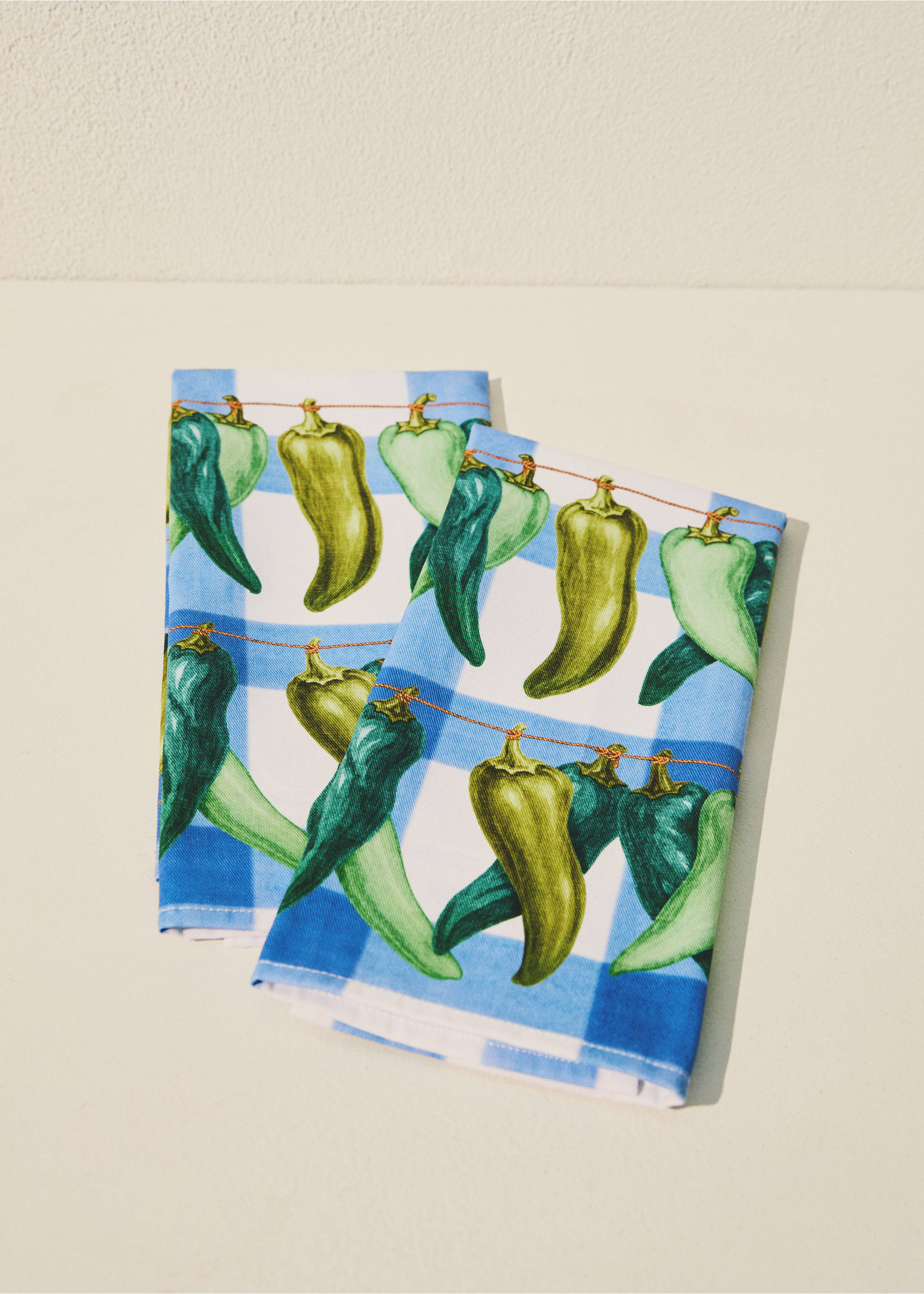 Кухонні рушники з принтом перців - Загальний план, Синій. Ref: 27055165-00.