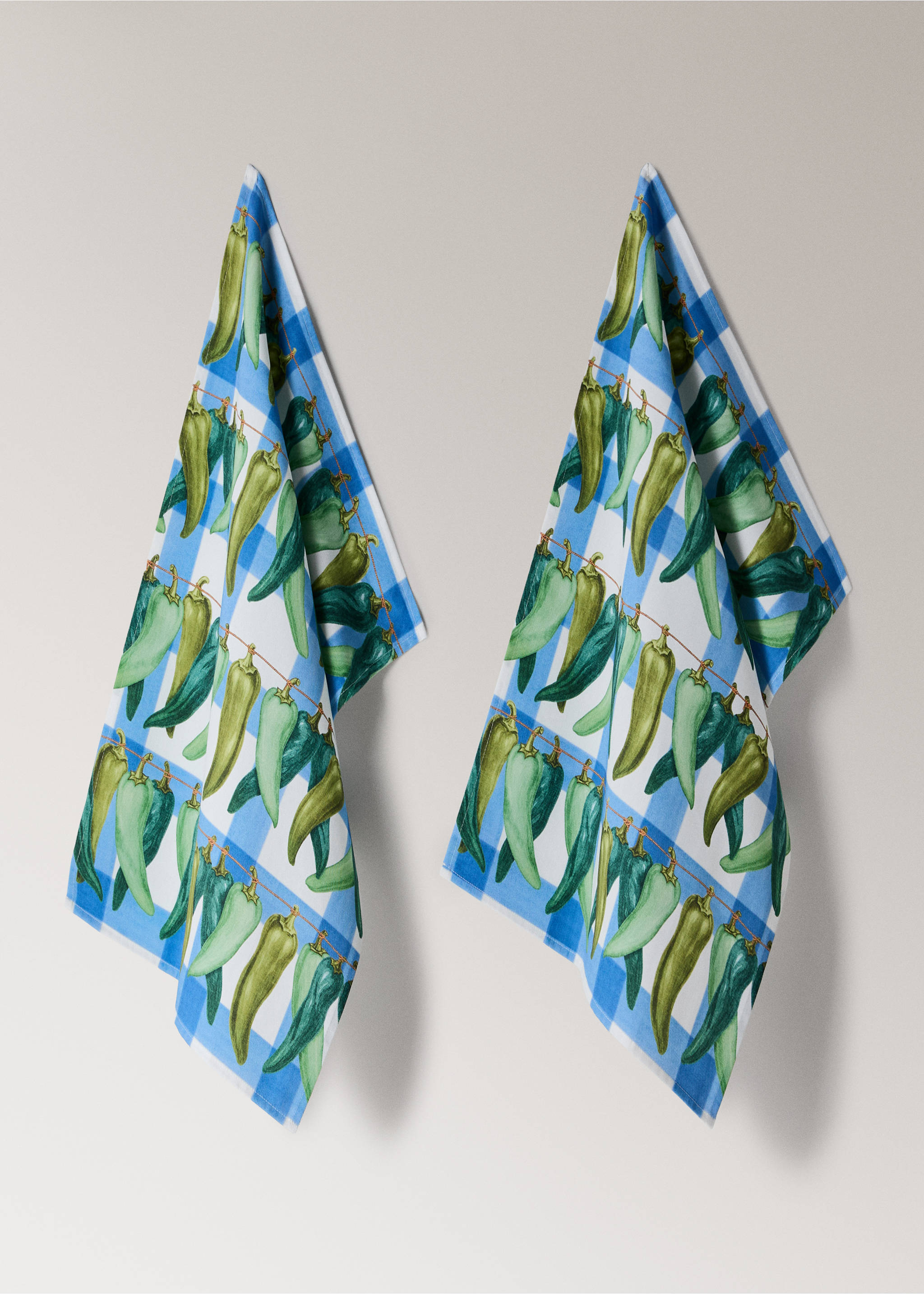 Кухонні рушники з принтом перців - Товар без моделі, Синій. Ref: 27055165-00.