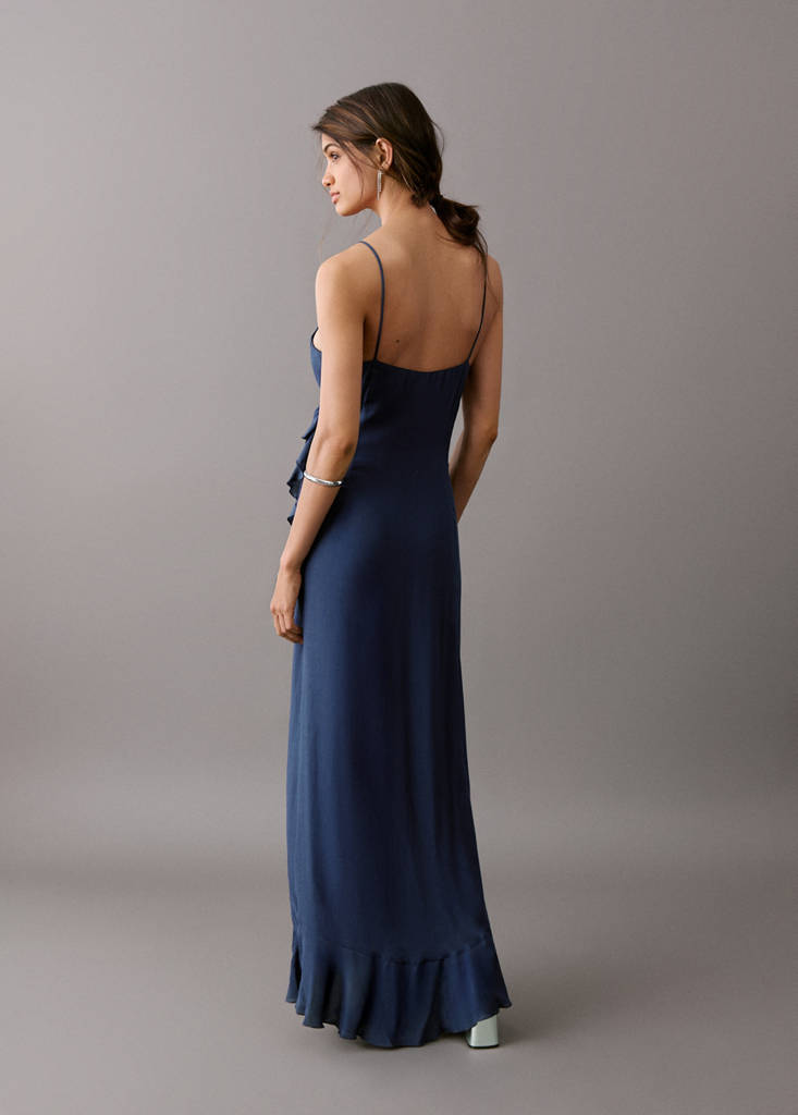 Ruffles flowy dress — Navy