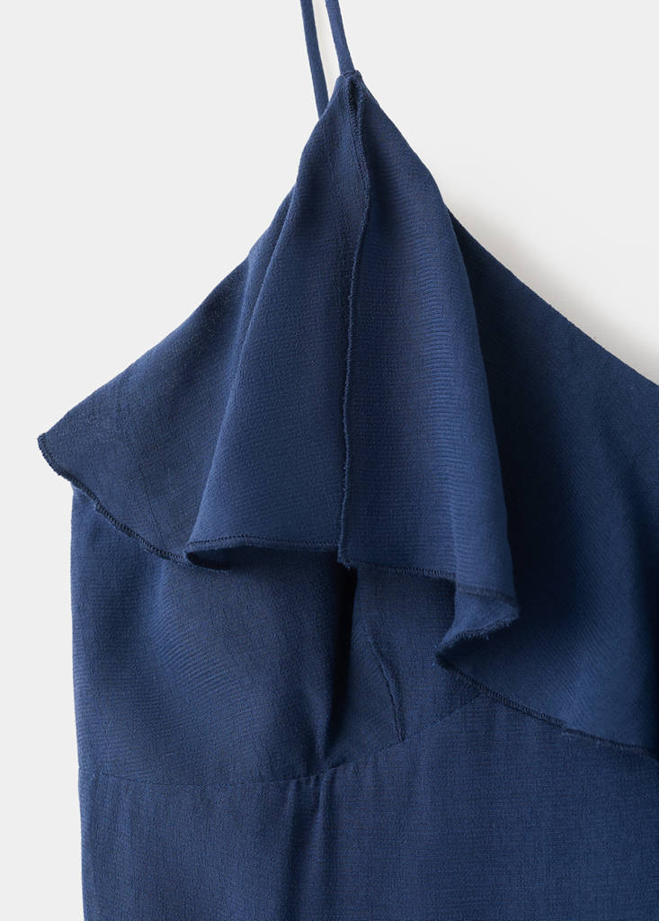 Ruffles flowy dress — Navy