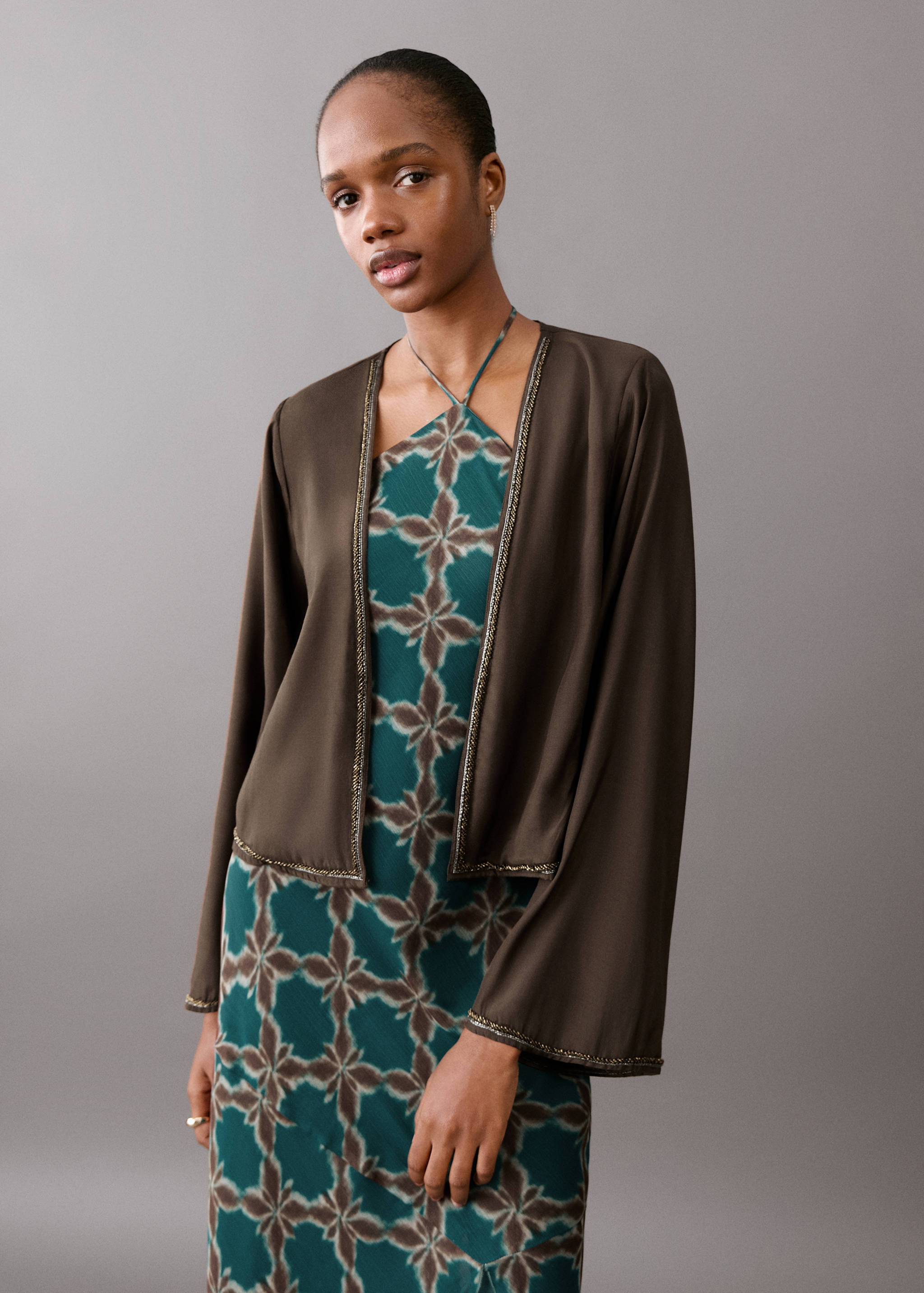 Fluid kimono jacket with shine - Medium plane