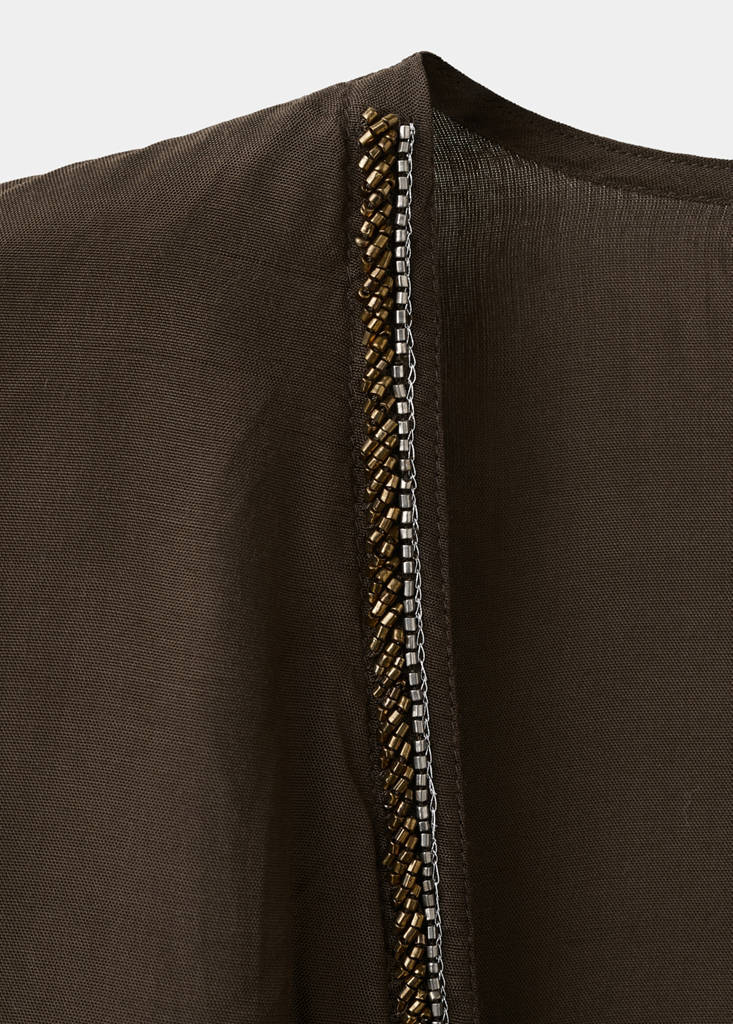 Fluid kimono jacket with shine — Brown