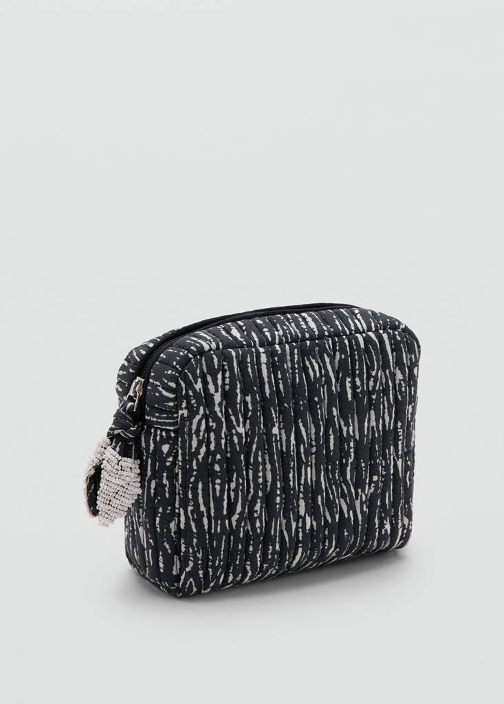 Zebra print wash bag — Black
