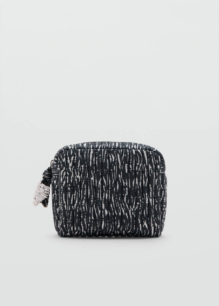 Zebra print wash bag — Black