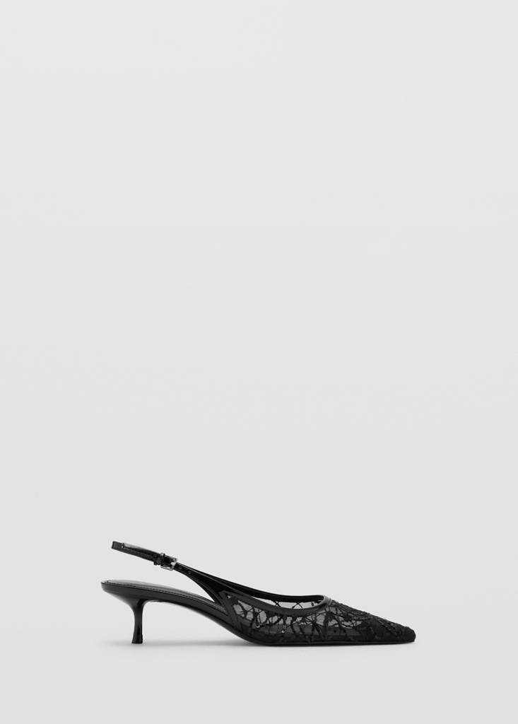 Kitten-heel shoes embroidered with sequins — Black