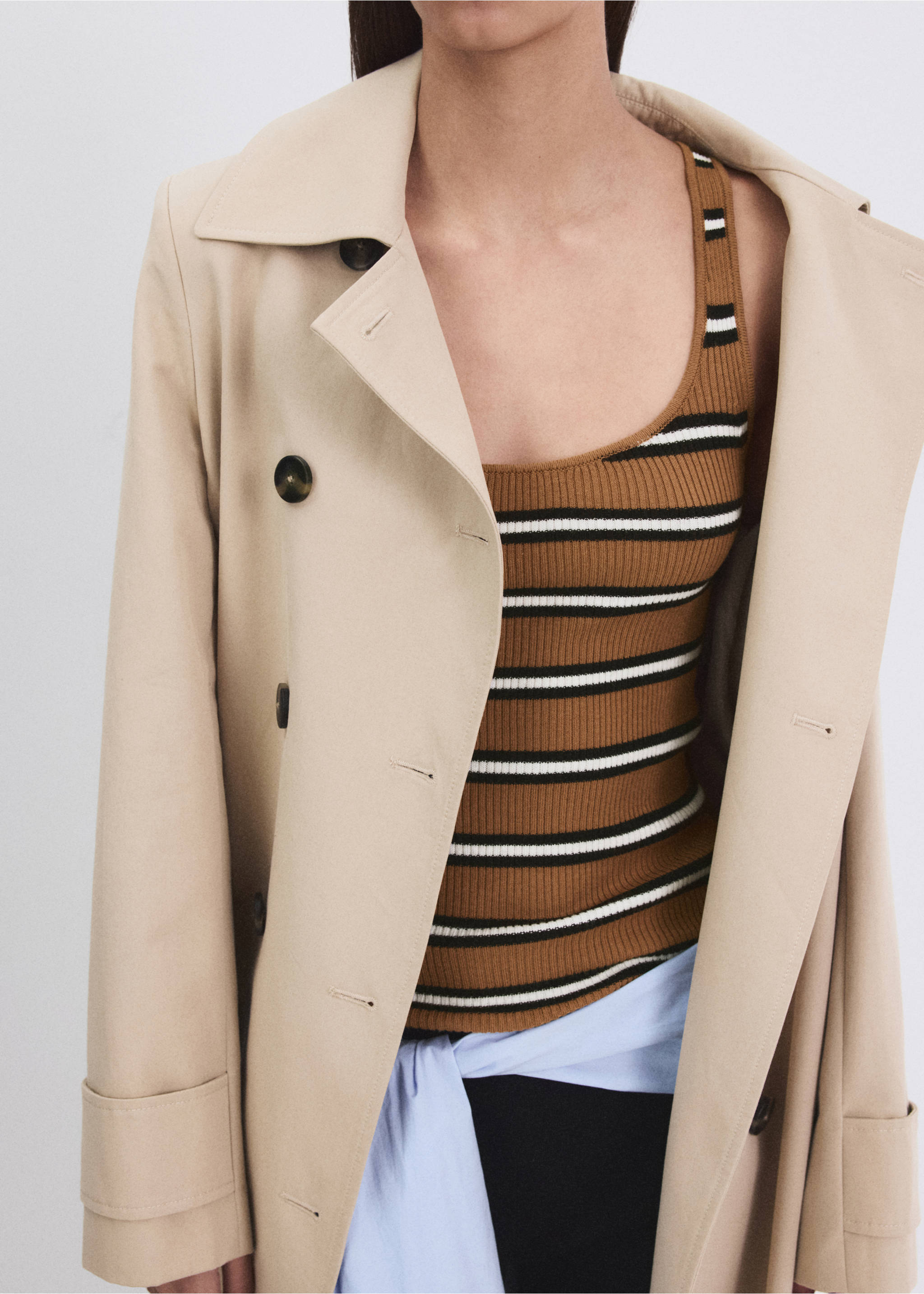 Striped knit top - Medium plane, Caramel. Ref: 27055818-00.