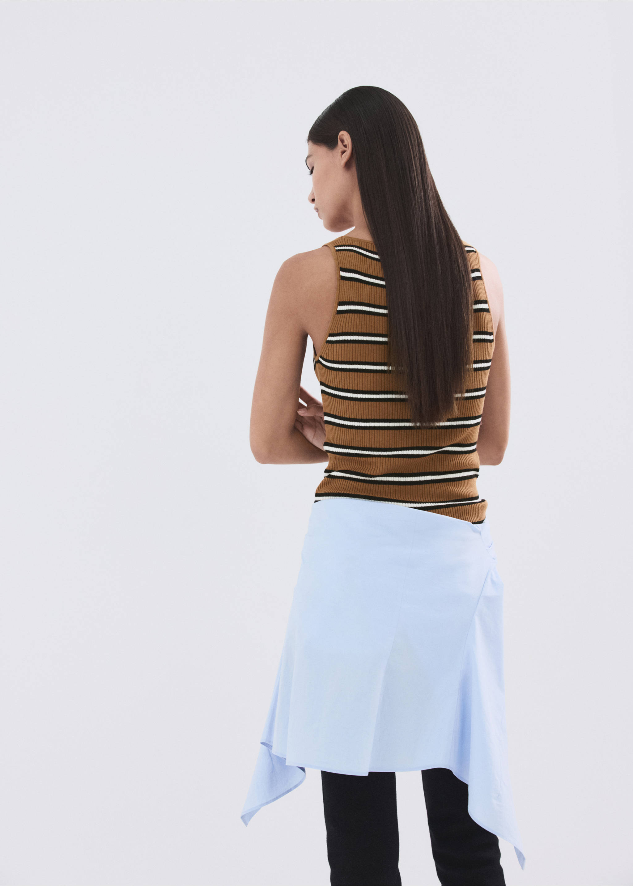 Striped knit top - Reverse of the article, Caramel. Ref: 27055818-00.
