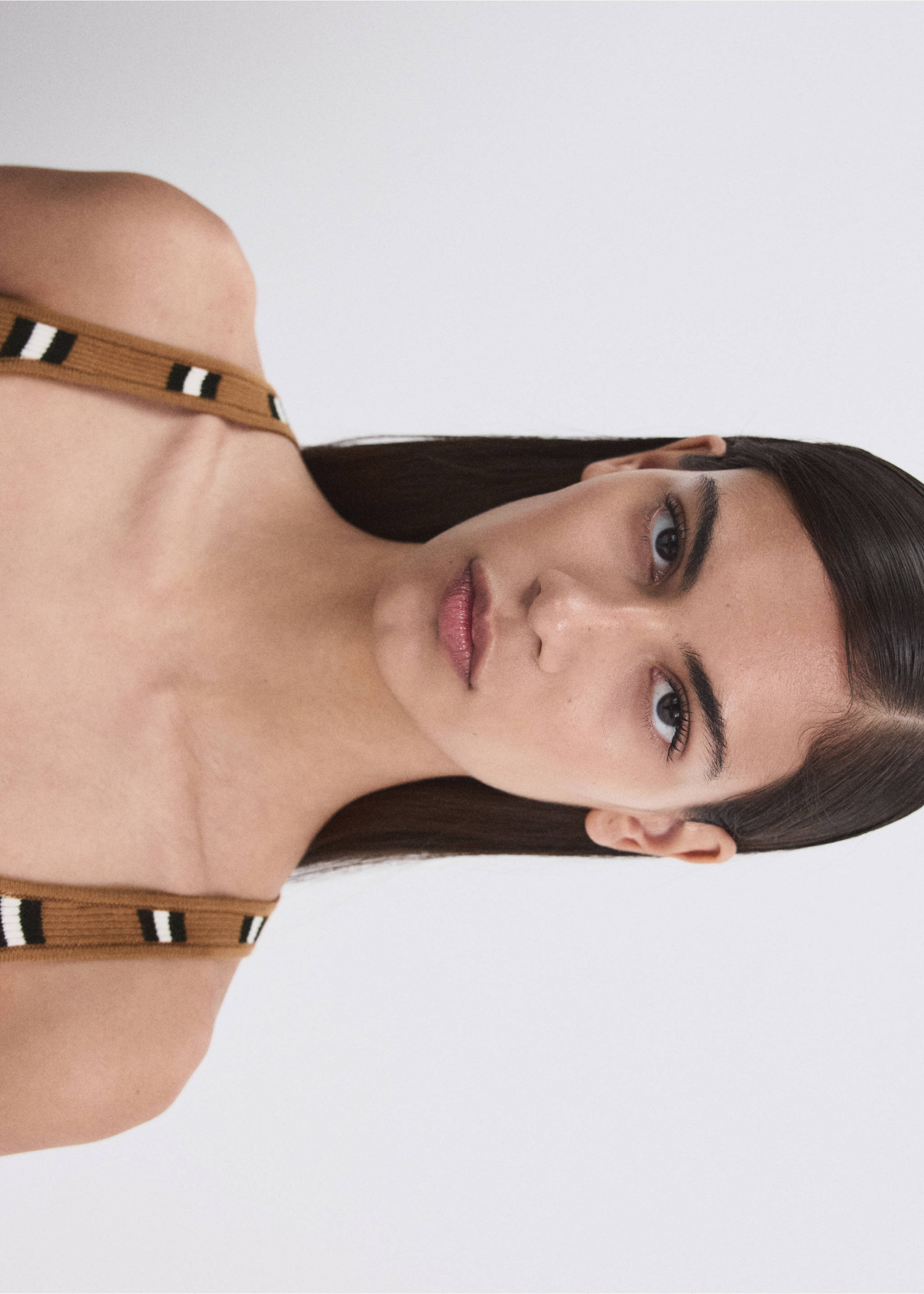 Striped knit top - Details of the article 3, Caramel. Ref: 27055818-00.