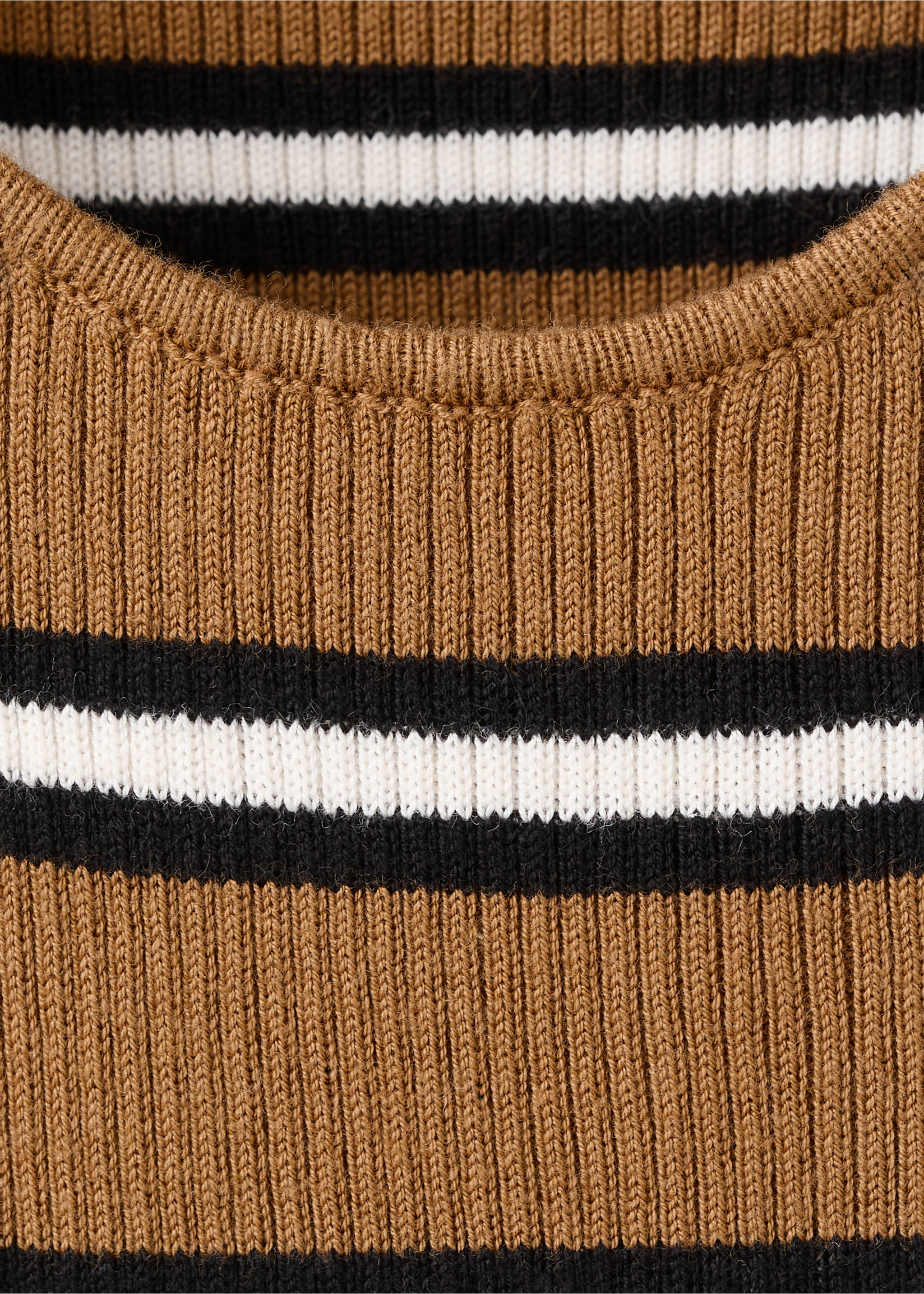 Striped knit top - Details of the article 8, Caramel. Ref: 27055818-00.