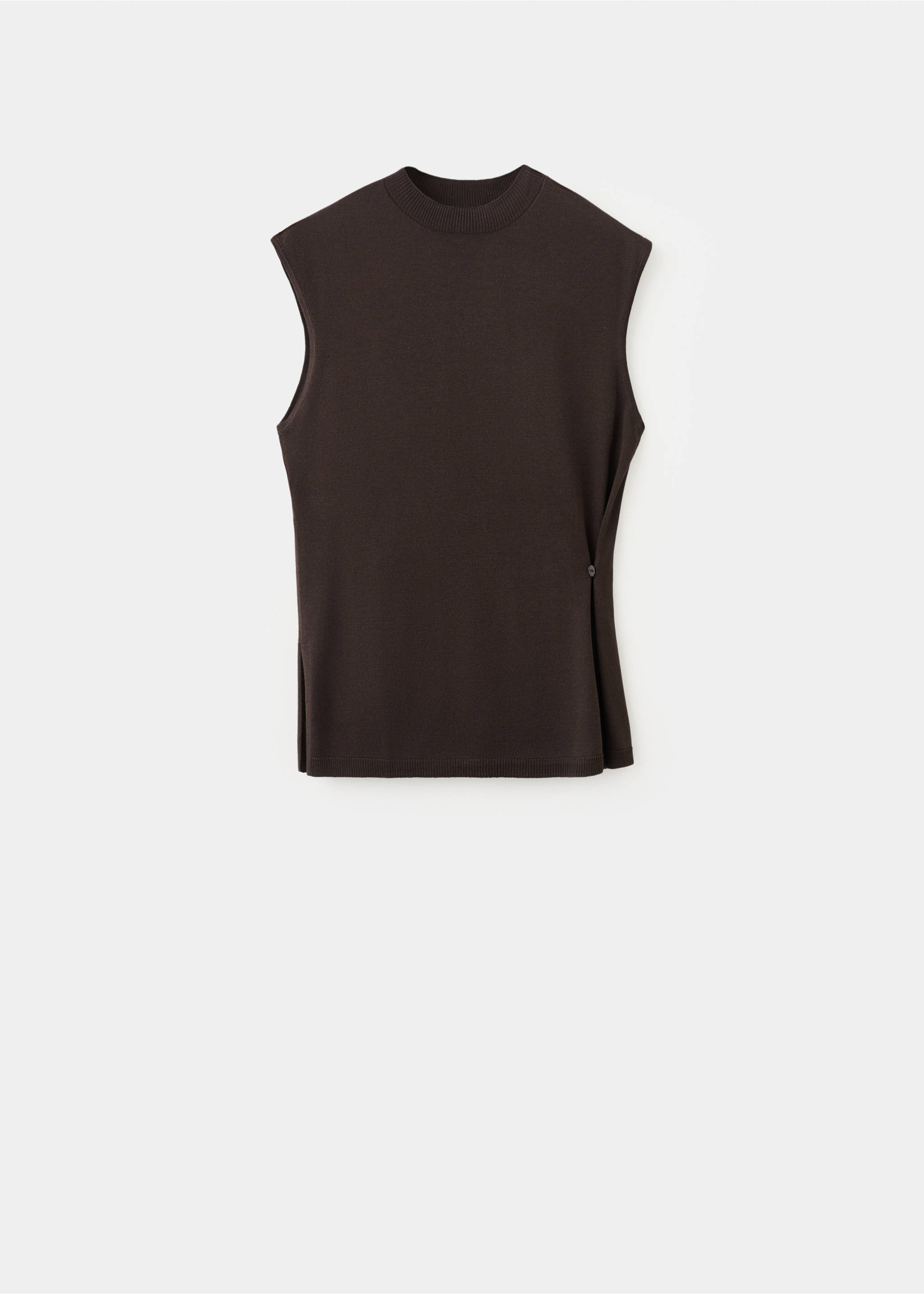 Side gathered knitted top - Article without model, Chocolate. Ref: 27055819-00.