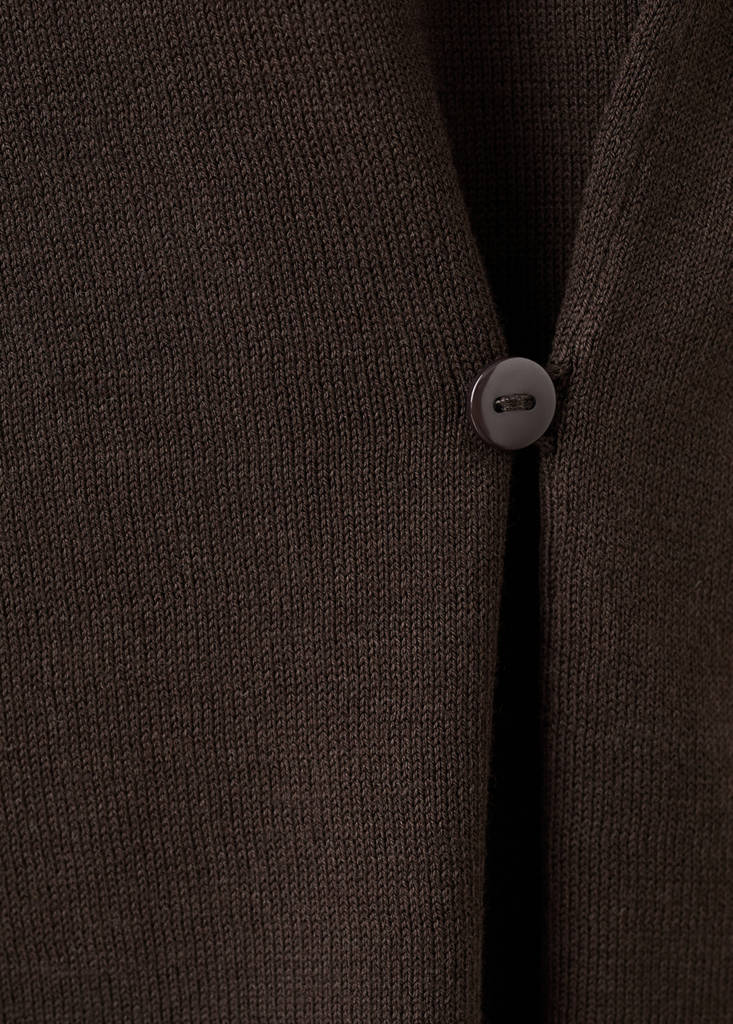 Side gathered knitted top — Chocolate