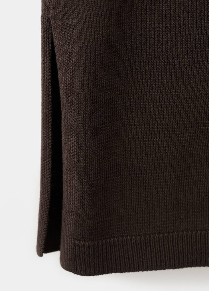 Side gathered knitted top — Chocolate