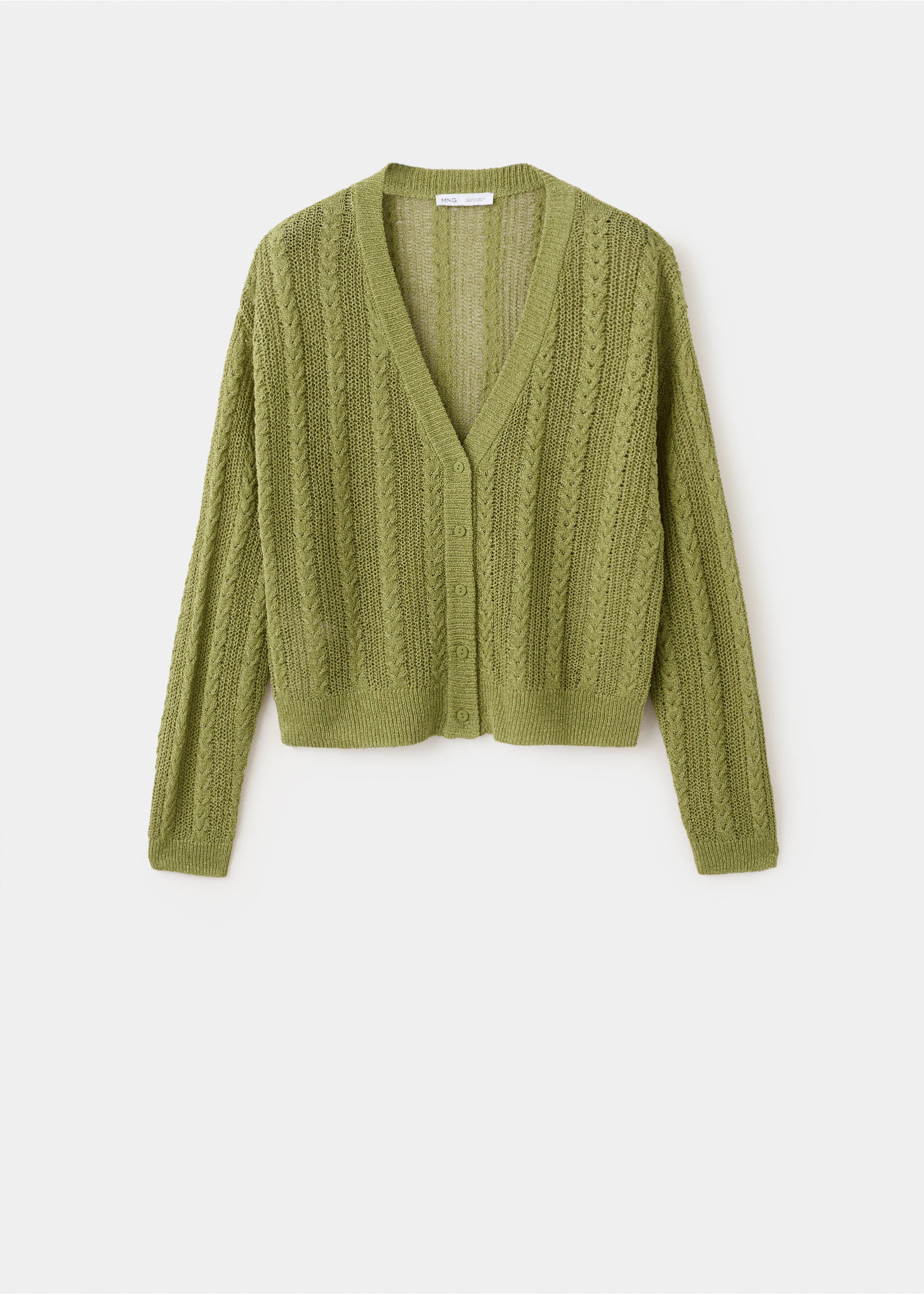 Knitted braided cardigan - Article without model, Green. Ref: 27055820-00.