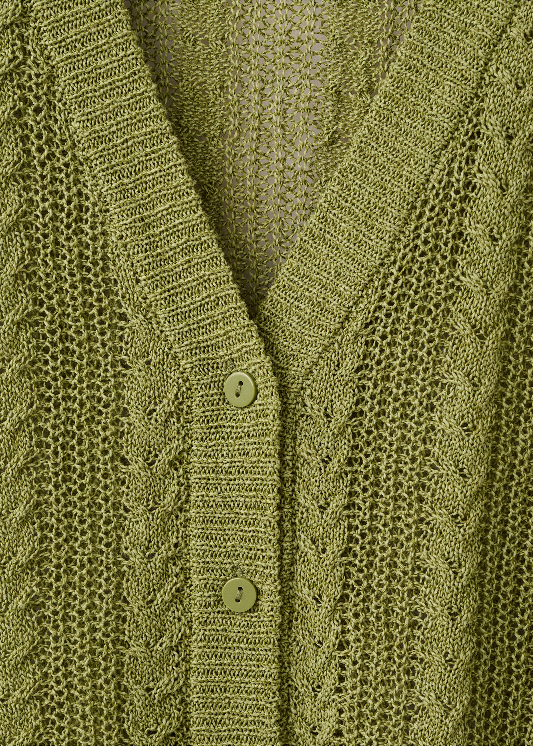 Knitted braided cardigan - Details of the article 8, Green. Ref: 27055820-00.