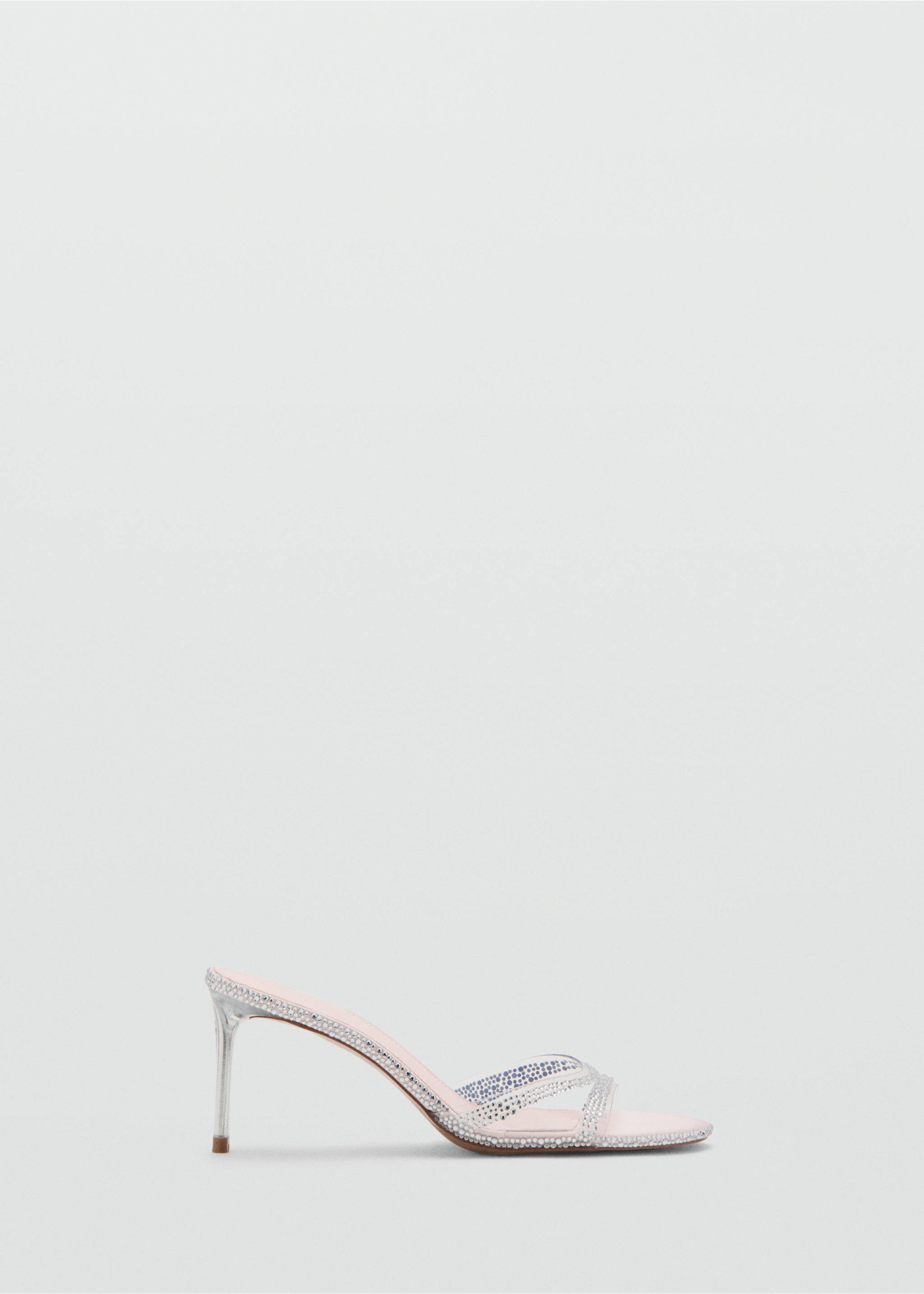 صندل بكعب مع أحزمة بحجر الراين - منتج دون نموذج, فضي. Ref: 27055821-00.