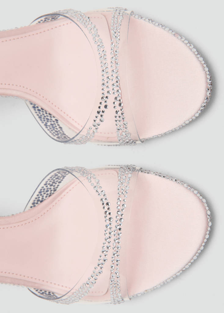 Heeled sandals with rhinestone straps — Silver
