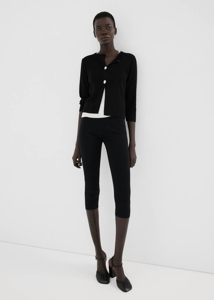 Knitted cardigan with jewel button — Black