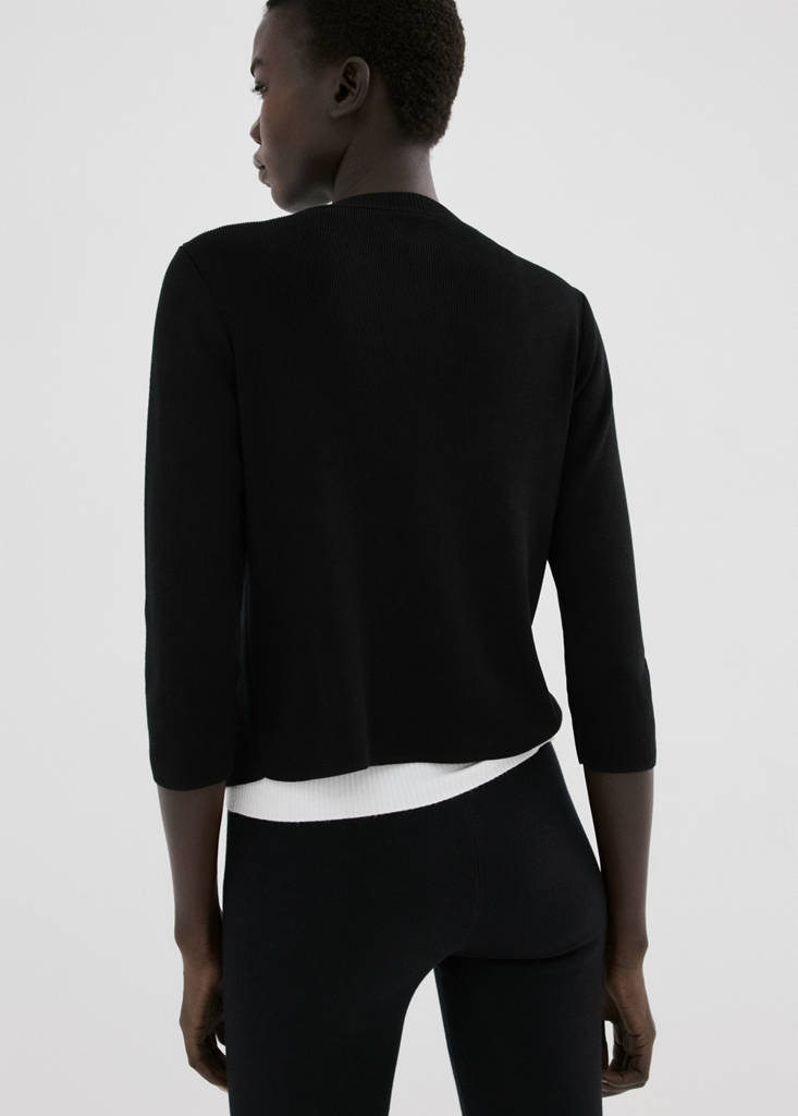 Knitted cardigan with jewel button — Black