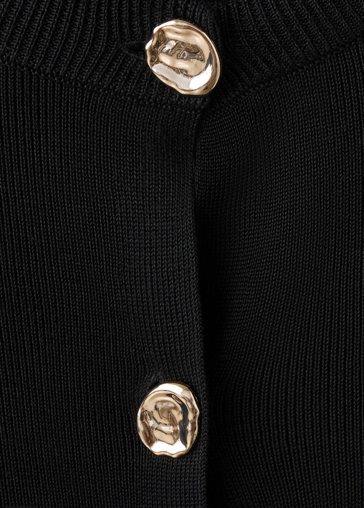 Knitted cardigan with jewel button — Black