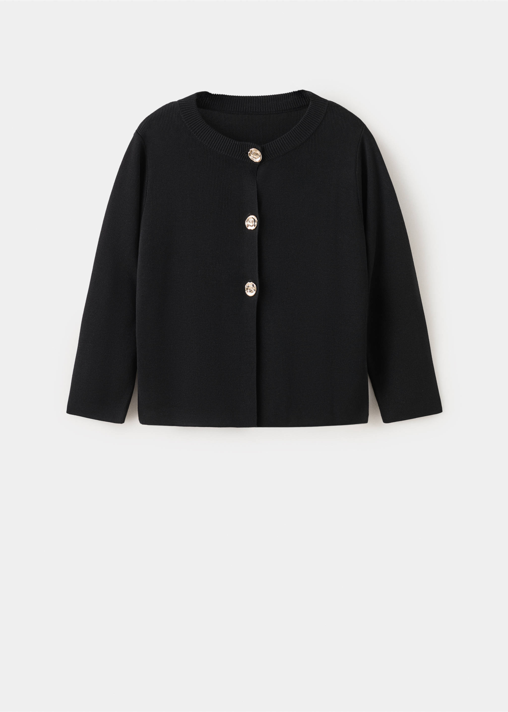 Knitted cardigan with jewel button - Article without model, Black. Ref: 27055822-00.