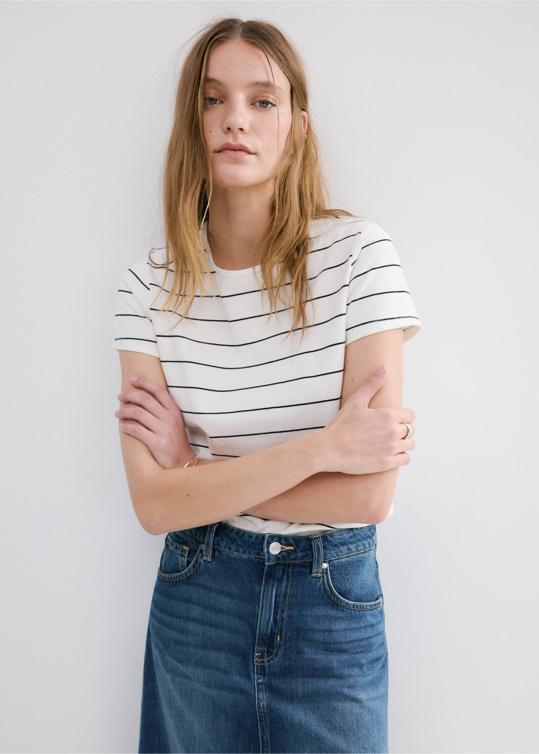 Striped cotton T-shirt - Medium plane, Off White. Ref: 27055823-00.
