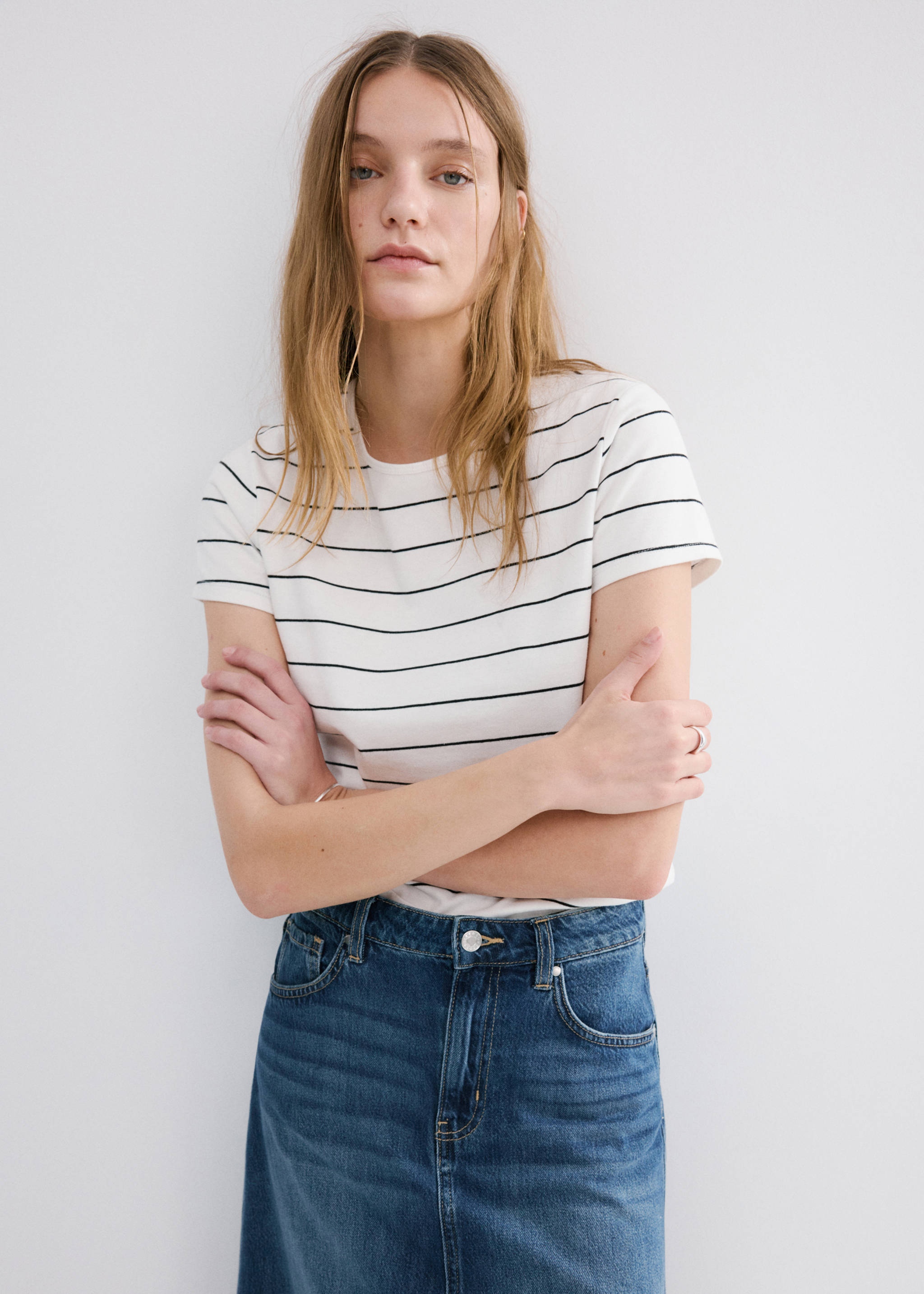 Striped cotton T-shirt - Medium plane