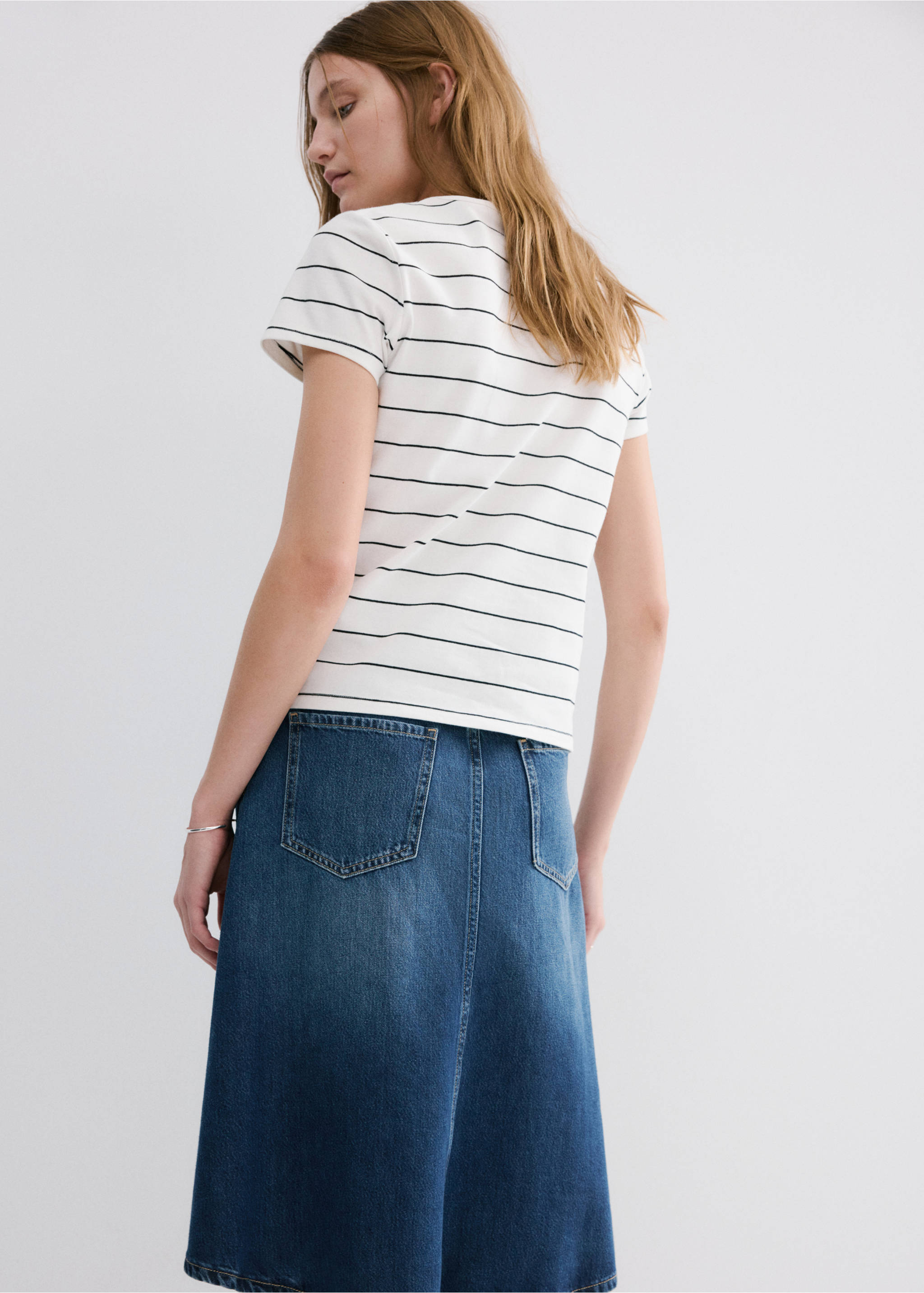 Striped cotton T-shirt - Reverse of the article, Off White. Ref: 27055823-00.