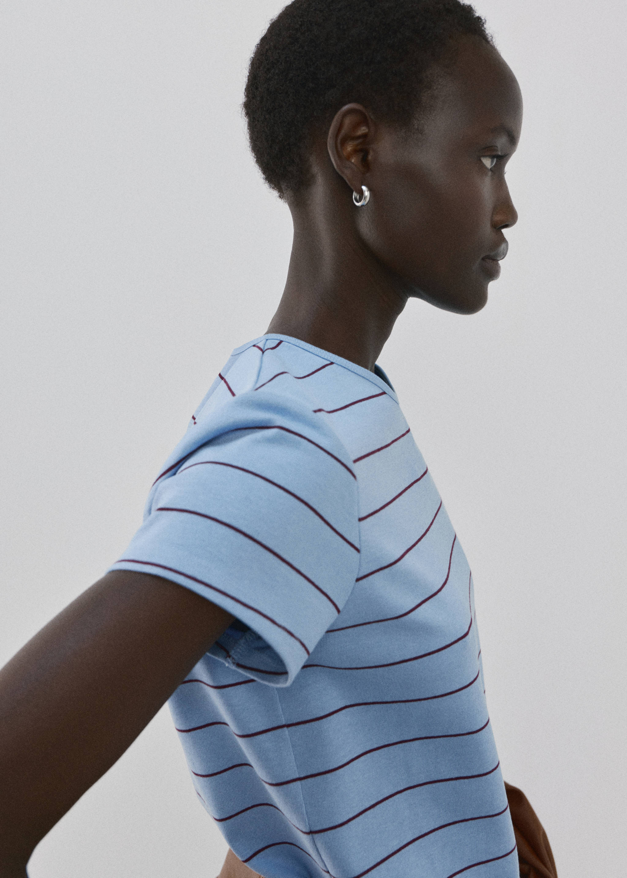 Striped cotton T-shirt - Medium plane
