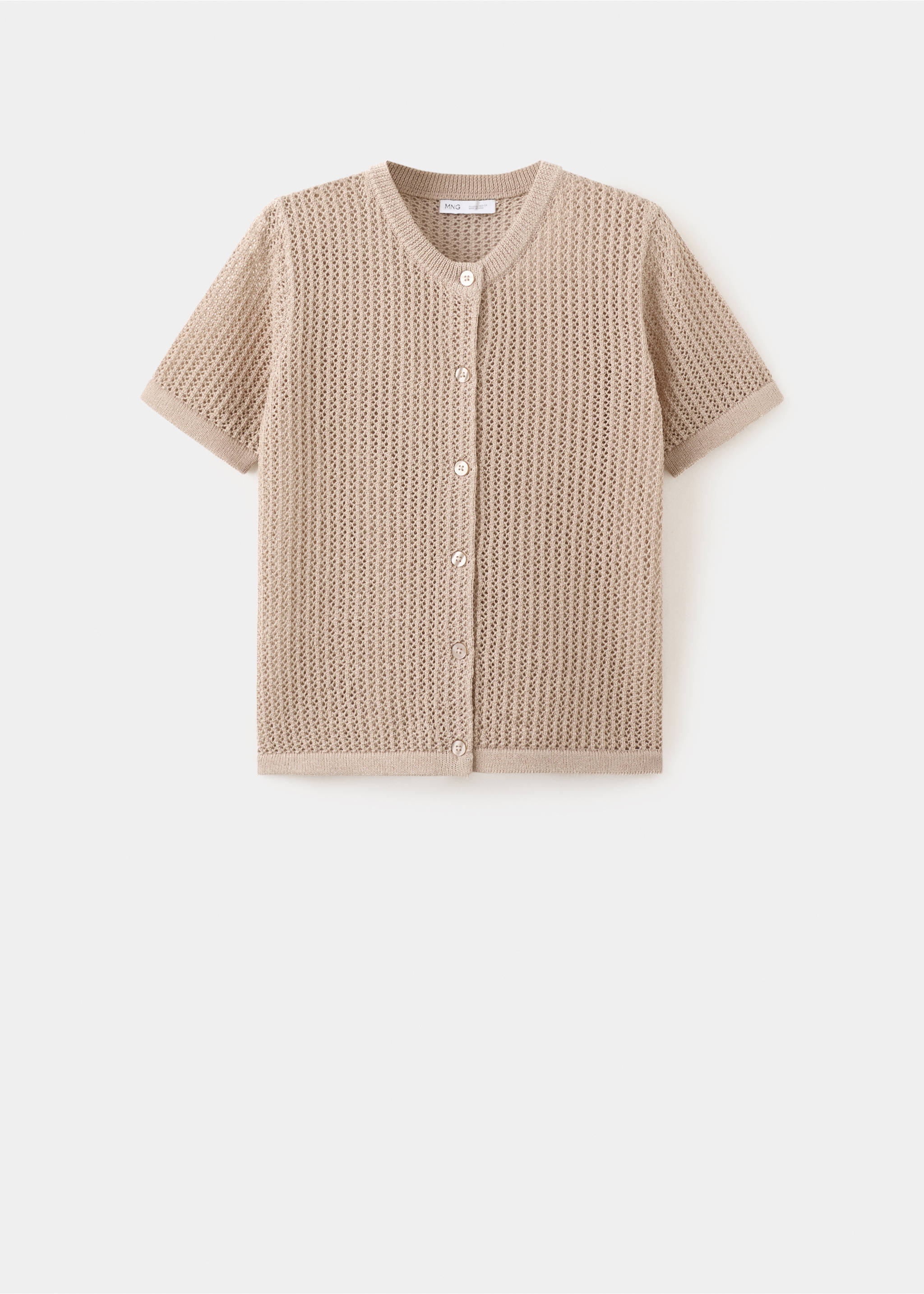 Πλεκτή κεντητή κοντομάνικη ζακέτα - Προϊόν χωρίς μοντέλο, Άμμος. Ref: 27055824-00.