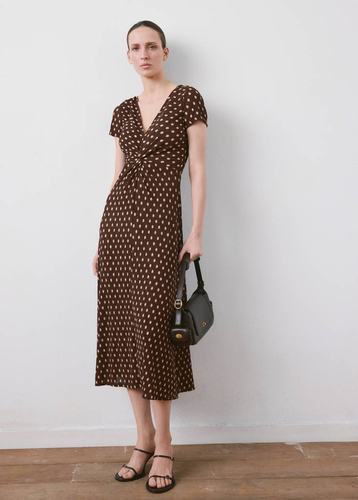 Printed midi-dress — Brown
