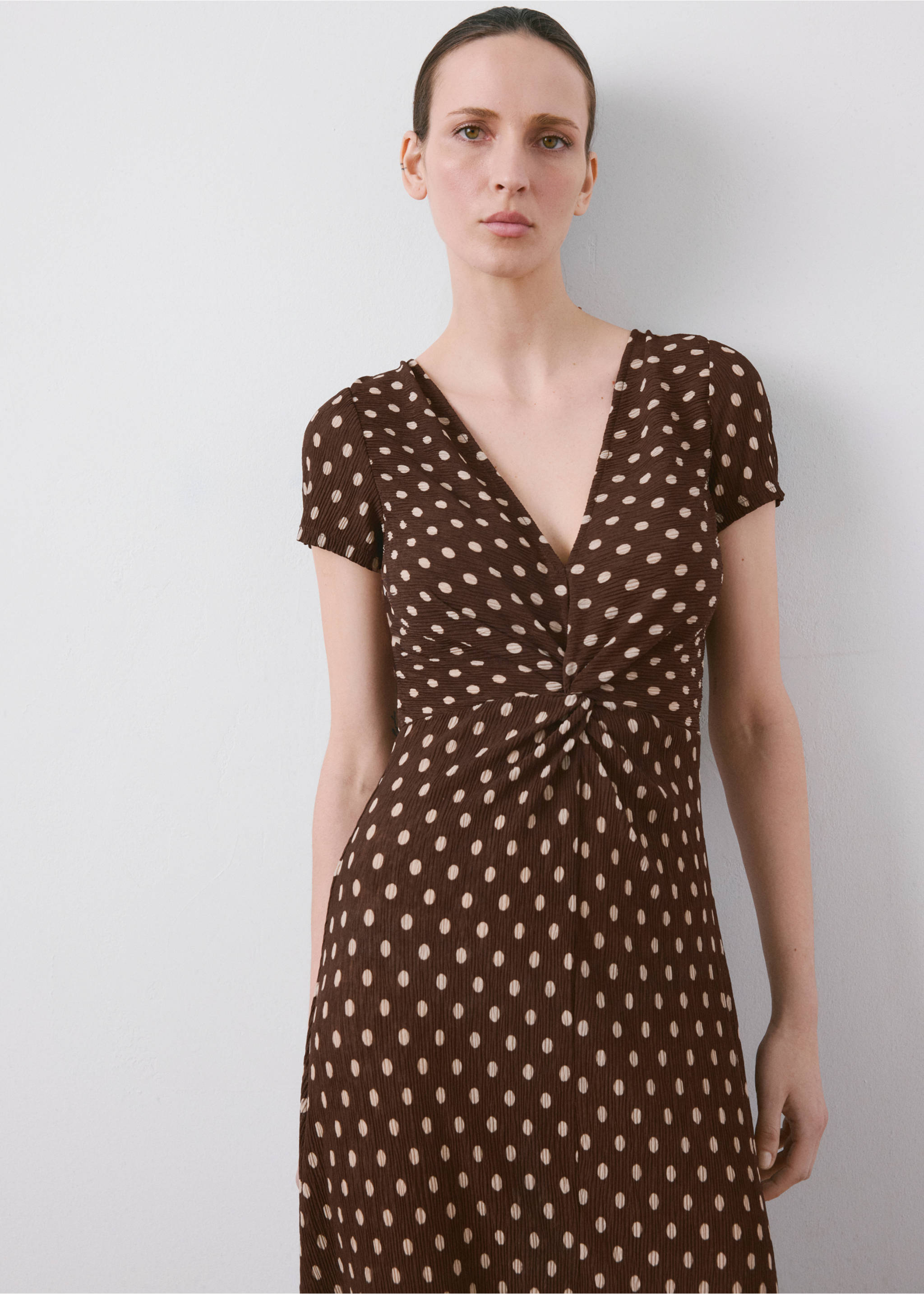 Printed midi-dress - Medium plane, Brown. Ref: 27055825-00.