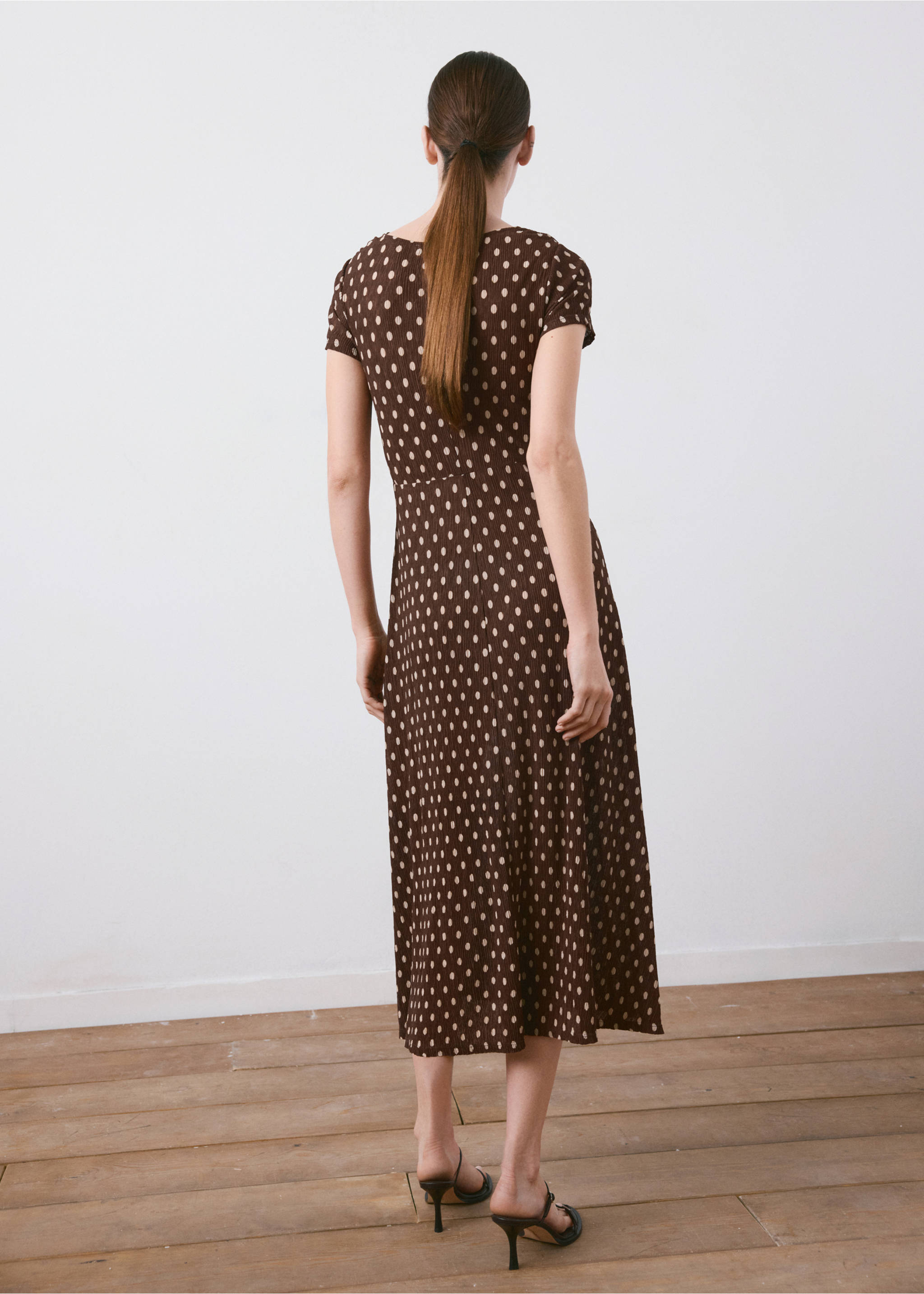 Printed midi-dress - Reverse of the article, Brown. Ref: 27055825-00.