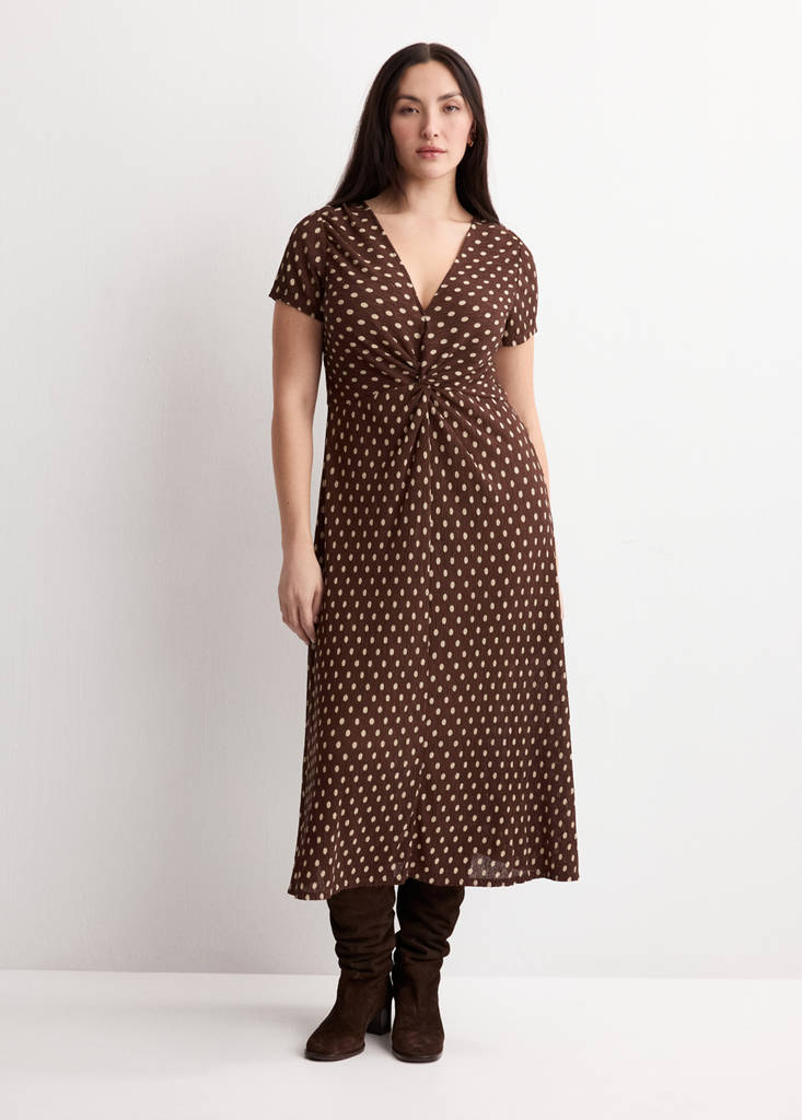 Printed midi-dress — Brown