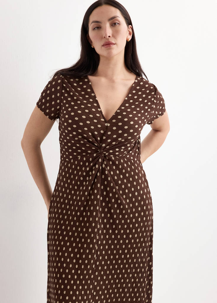 Printed midi-dress — Brown