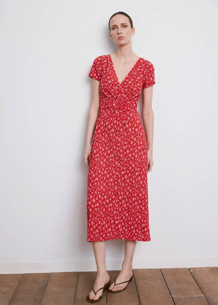 Printed midi-dress — Red