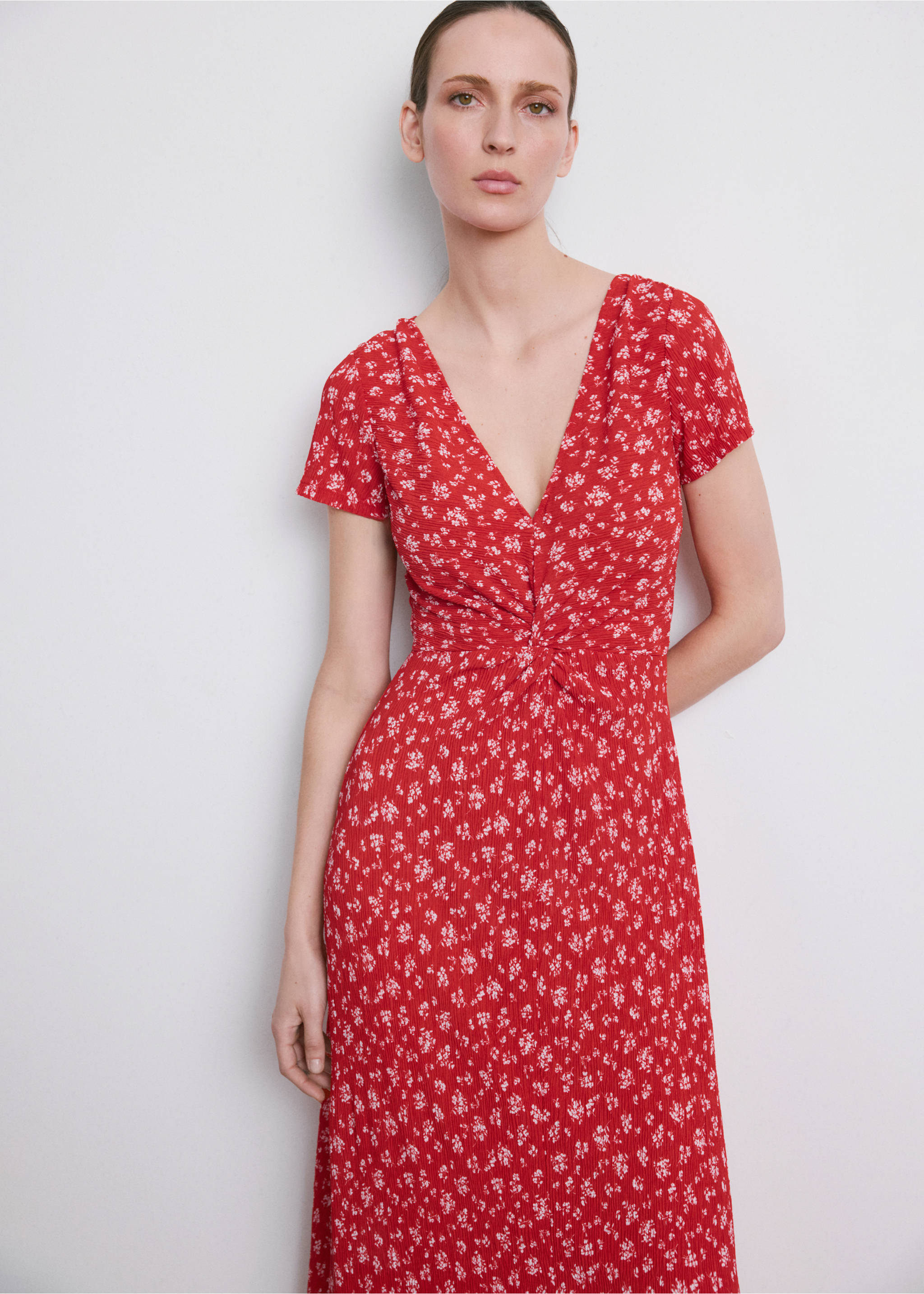 Printed midi-dress - Medium plane, Red. Ref: 27055825-00.
