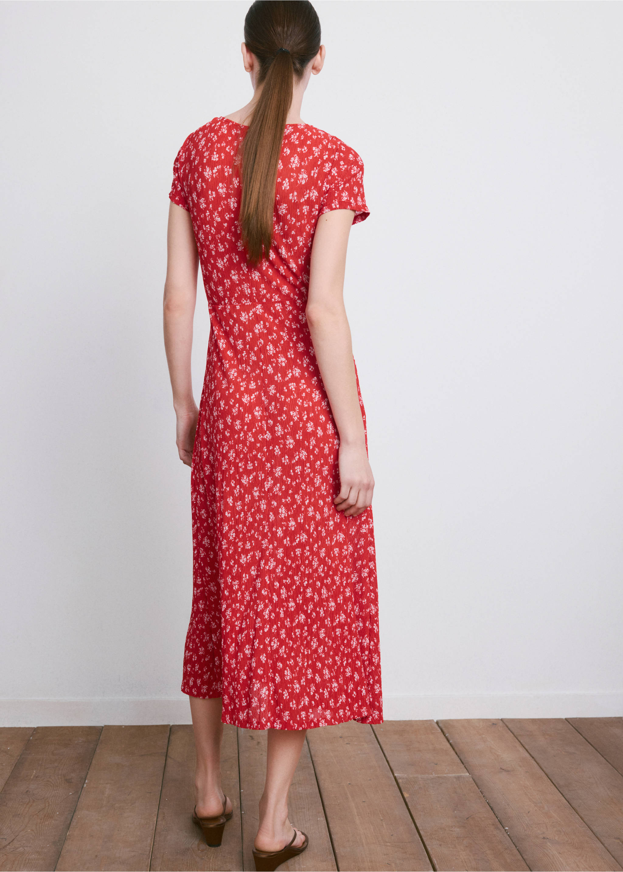 Printed midi-dress - Reverse of the article, Red. Ref: 27055825-00.