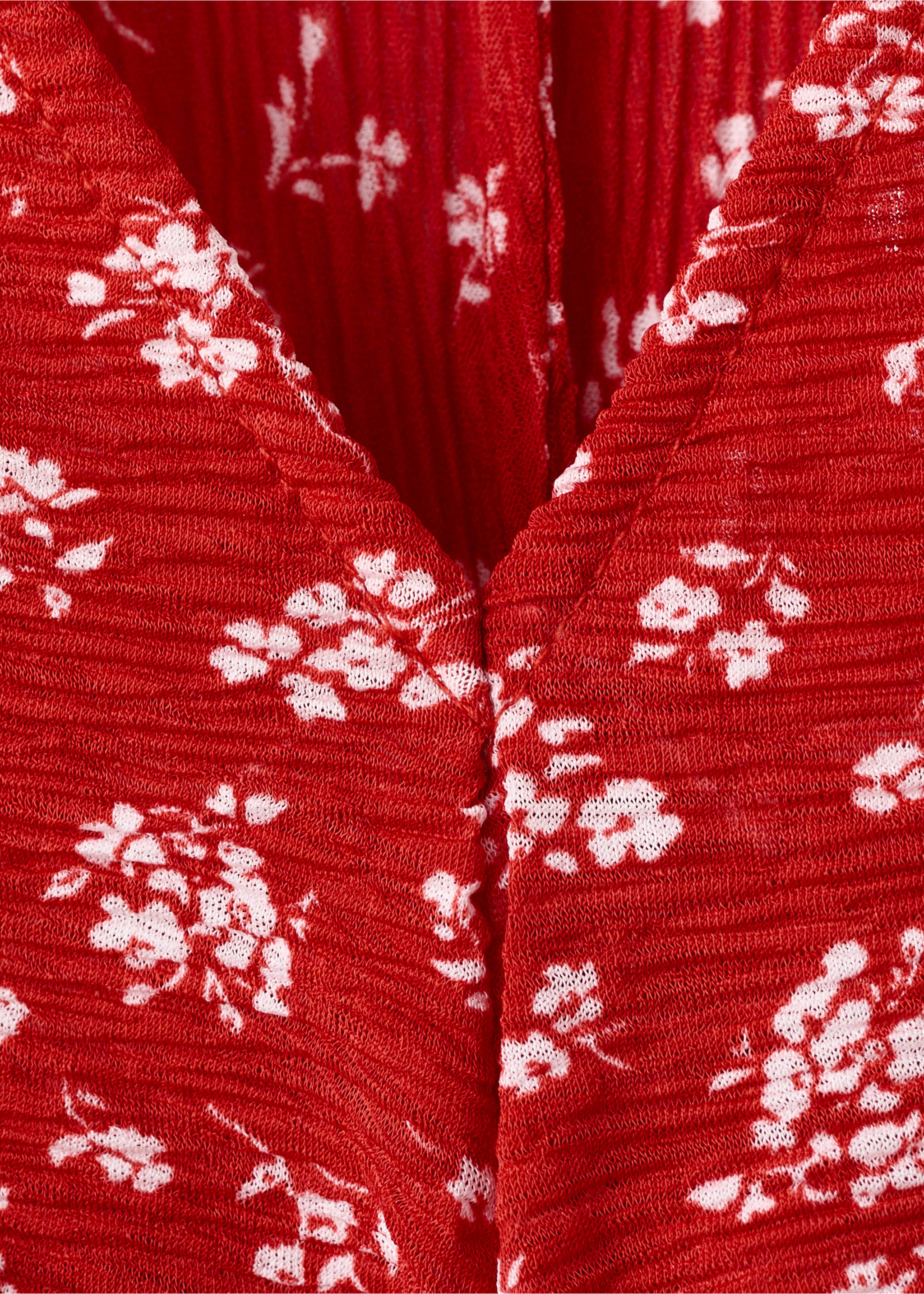 Printed midi-dress - Details of the article 8, Red. Ref: 27055825-00.