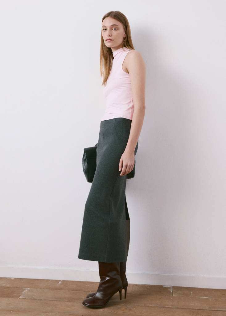Fitted top with a mock neck — Pale Pink