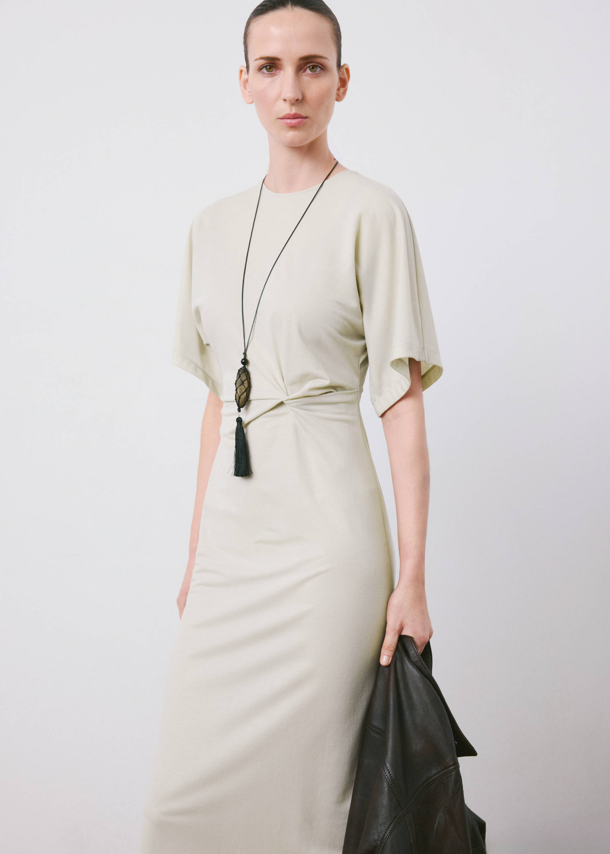 Side gathered details dress - Medium plane