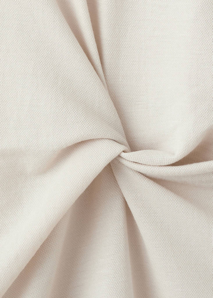 Side gathered details dress — Ecru
