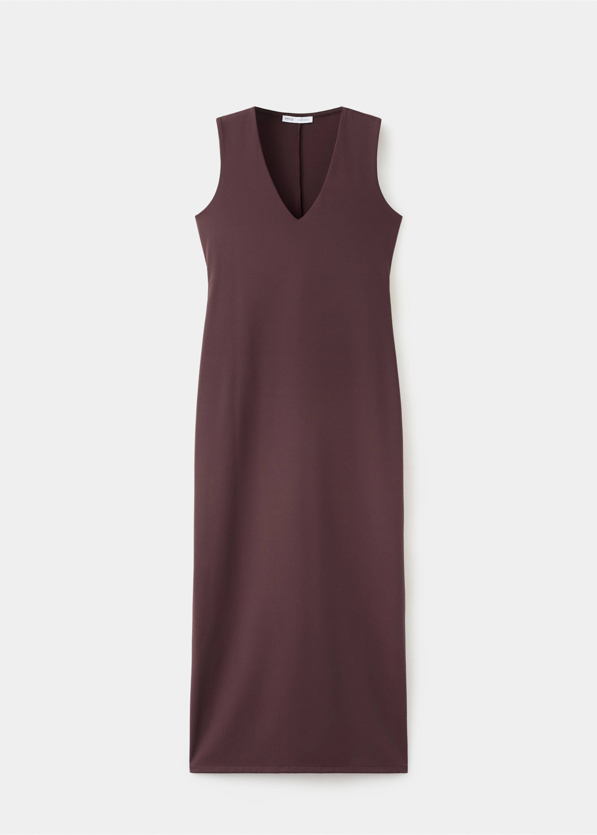 Fitted V-neck dress - Article without model, Burgundy. Ref: 27055828-00.