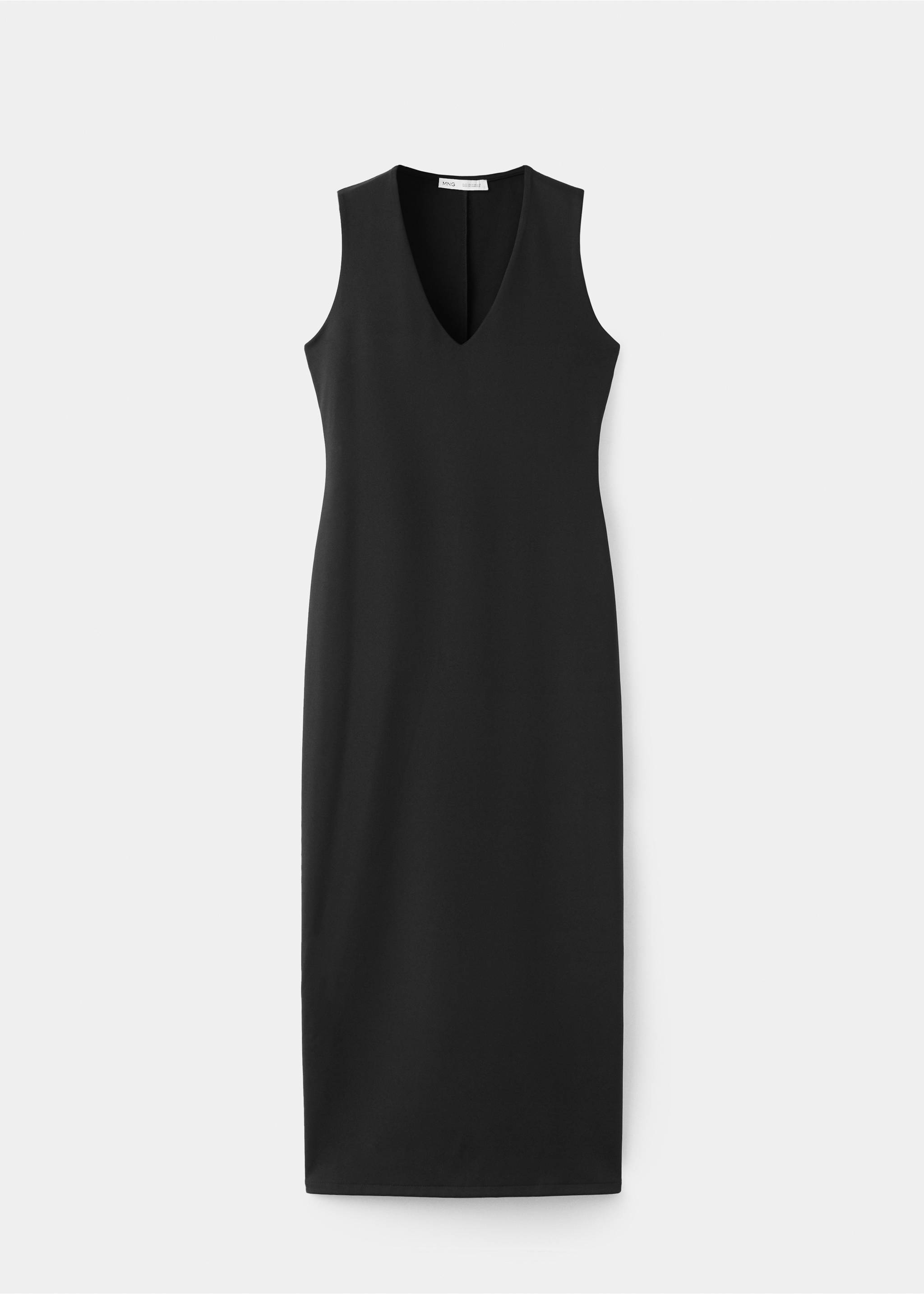 Fitted V-neck dress - Article without model, Black. Ref: 27055828-00.