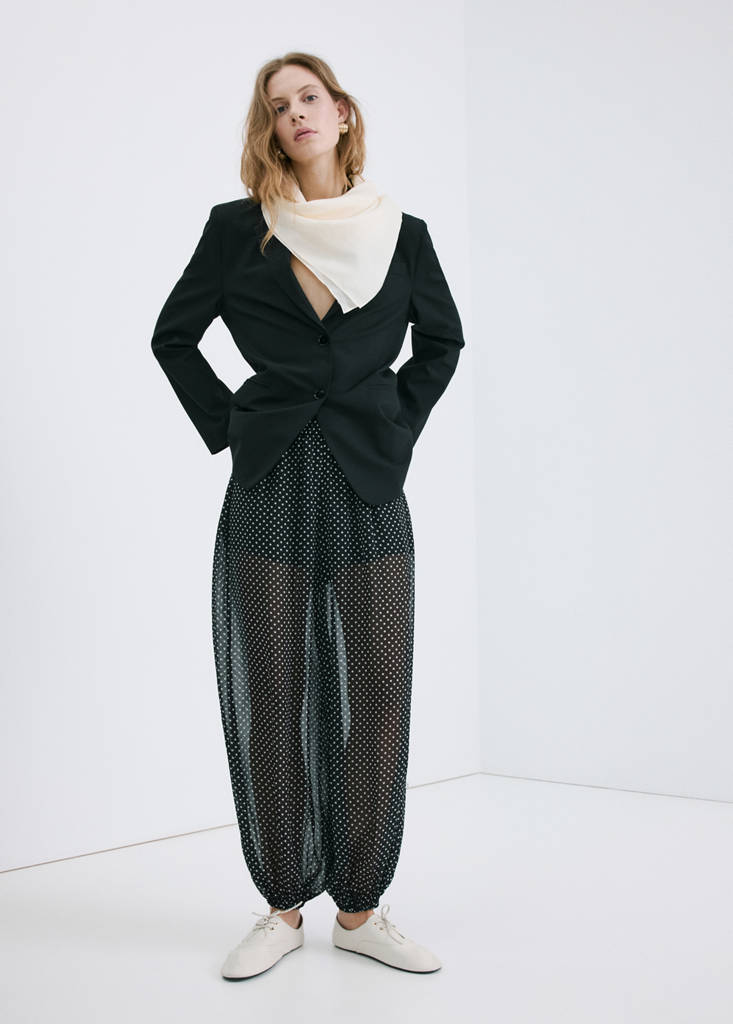 Polka dot baggy trousers — Black