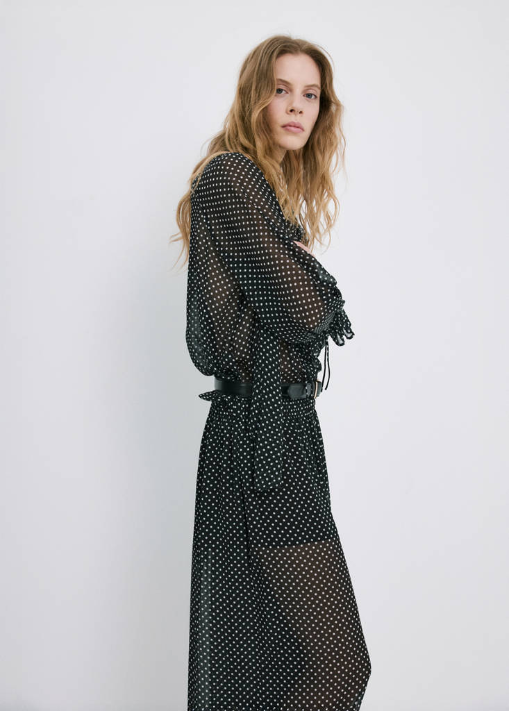 Polka dot baggy trousers — Black