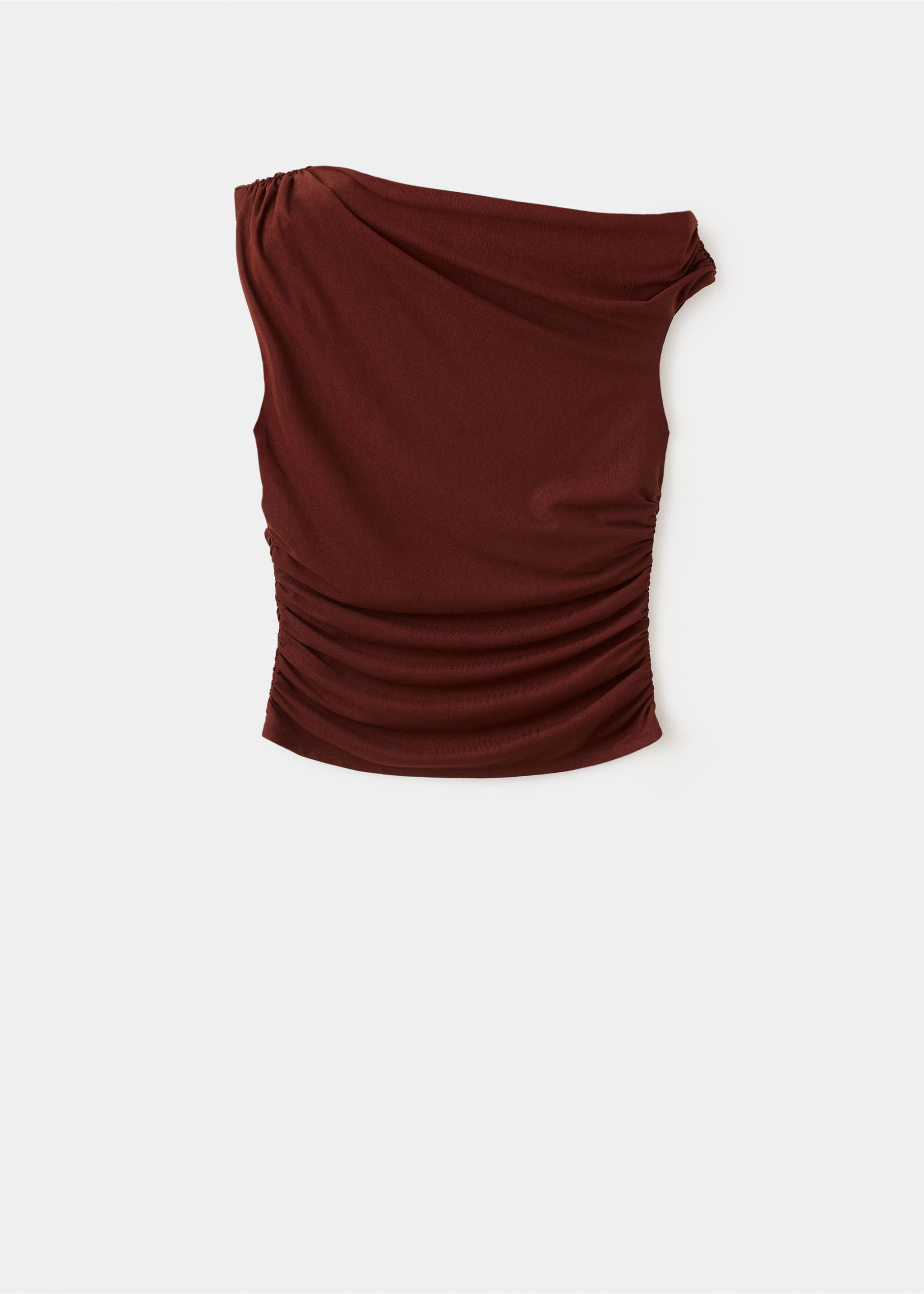 Asymmetrical gathered t-shirt - Article without model, Russet. Ref: 27055832-00.