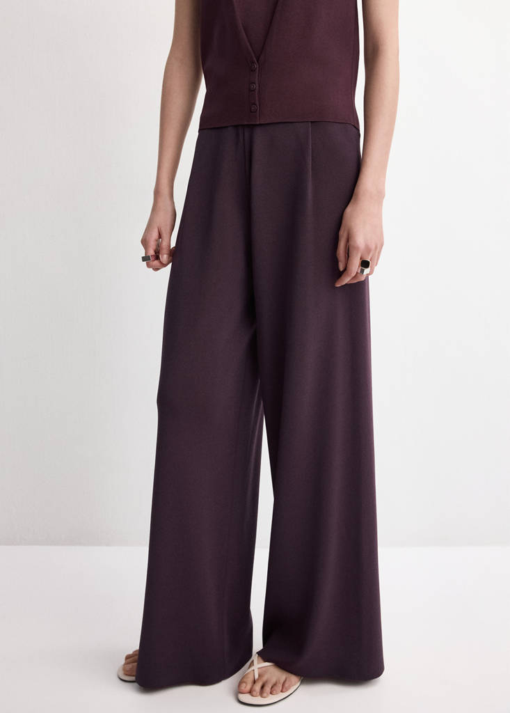 Knit trousers with mid-rise — Burgundy