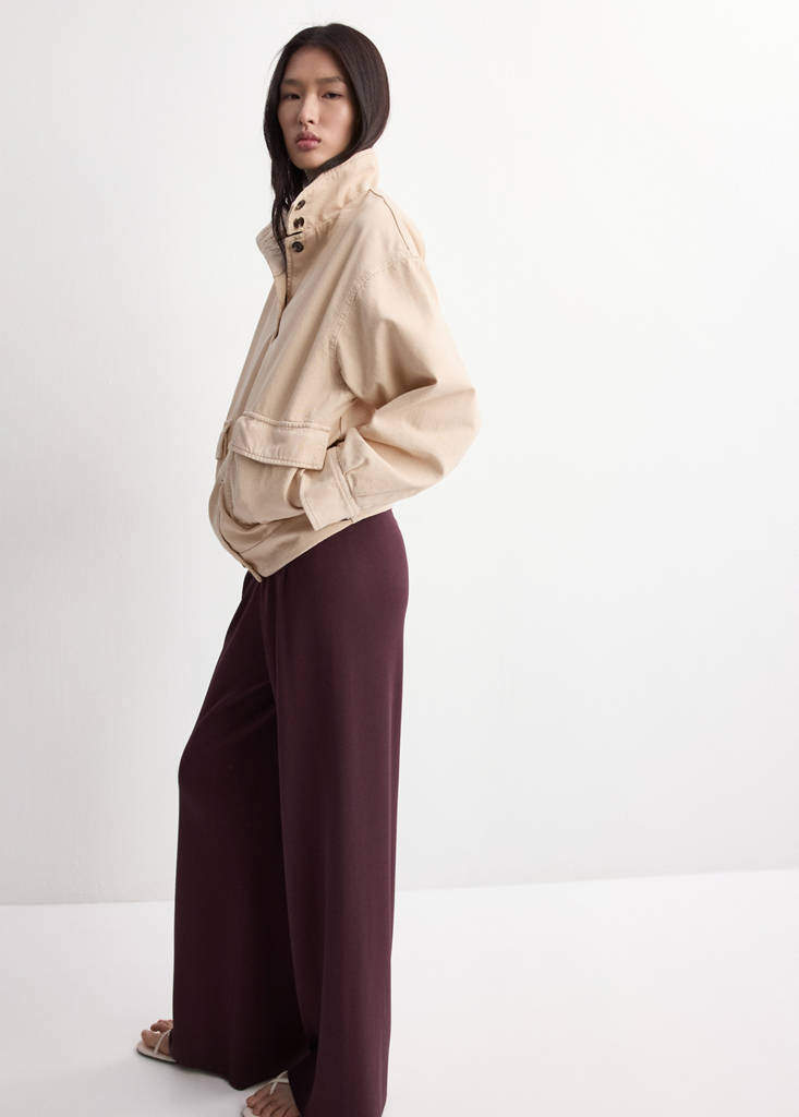 Knit trousers with mid-rise — Burgundy