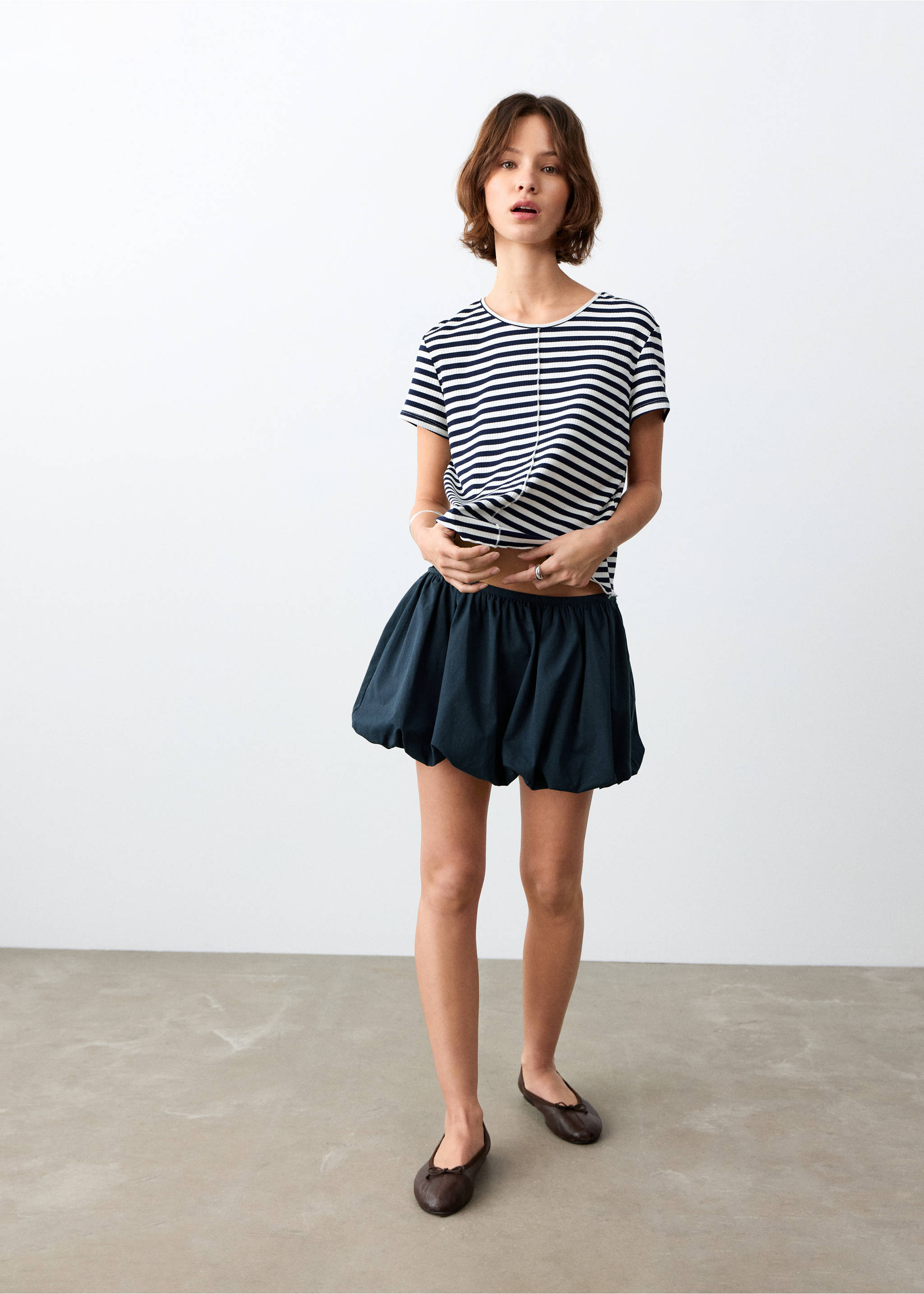 T-shirt manches courtes rayures - Plan général, Bleu marine. Ref: 27055836-00.